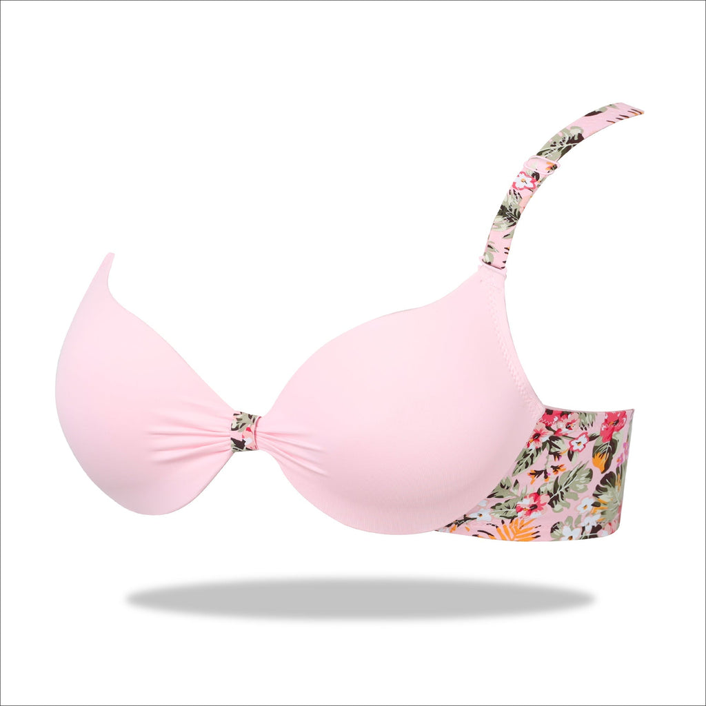 Red Padded Printed Floral Essence with Stretchable Straps