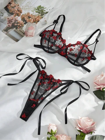 Floral Embroidered Sheer Mesh Underwire Lingerie Set🌸 Summer Collection Special 🔥 BUY 1 GET 2 FREE 🔥