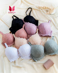 (38&40)C Cup Size Double Padded Wired Flower Pattern Bra (156)*