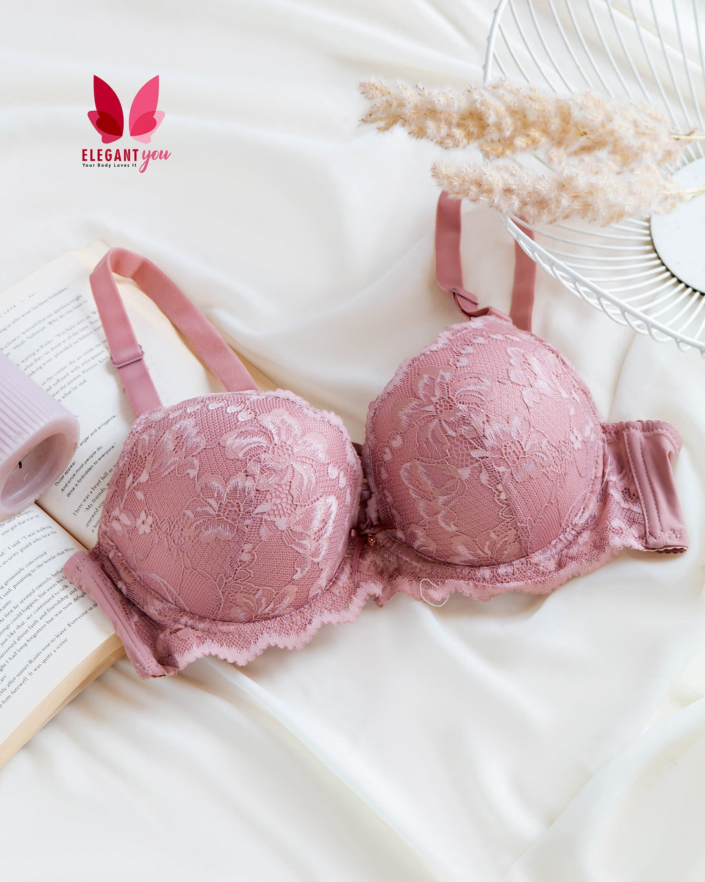 (38&40)C Cup Size Double Padded Wired Flower Pattern Bra (156)*