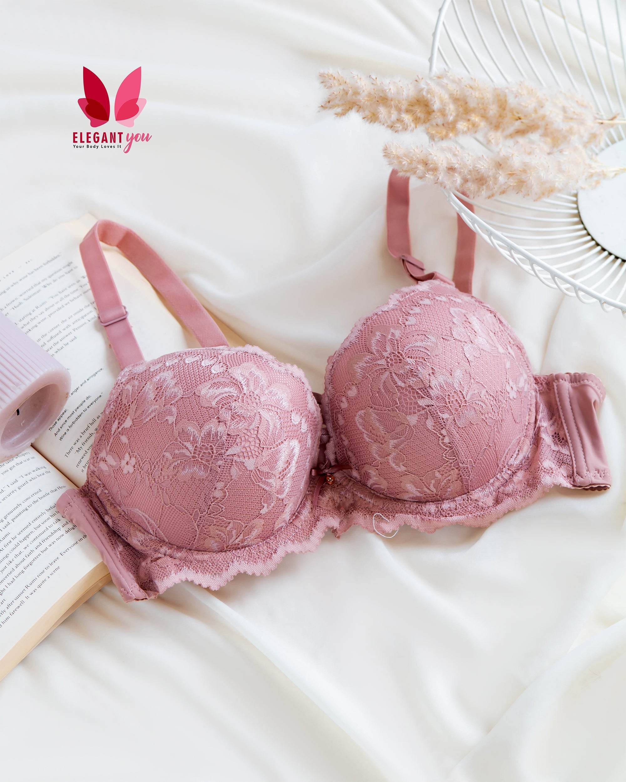 (38&40)C Cup Size Double Padded Wired Flower Pattern Bra (156)*