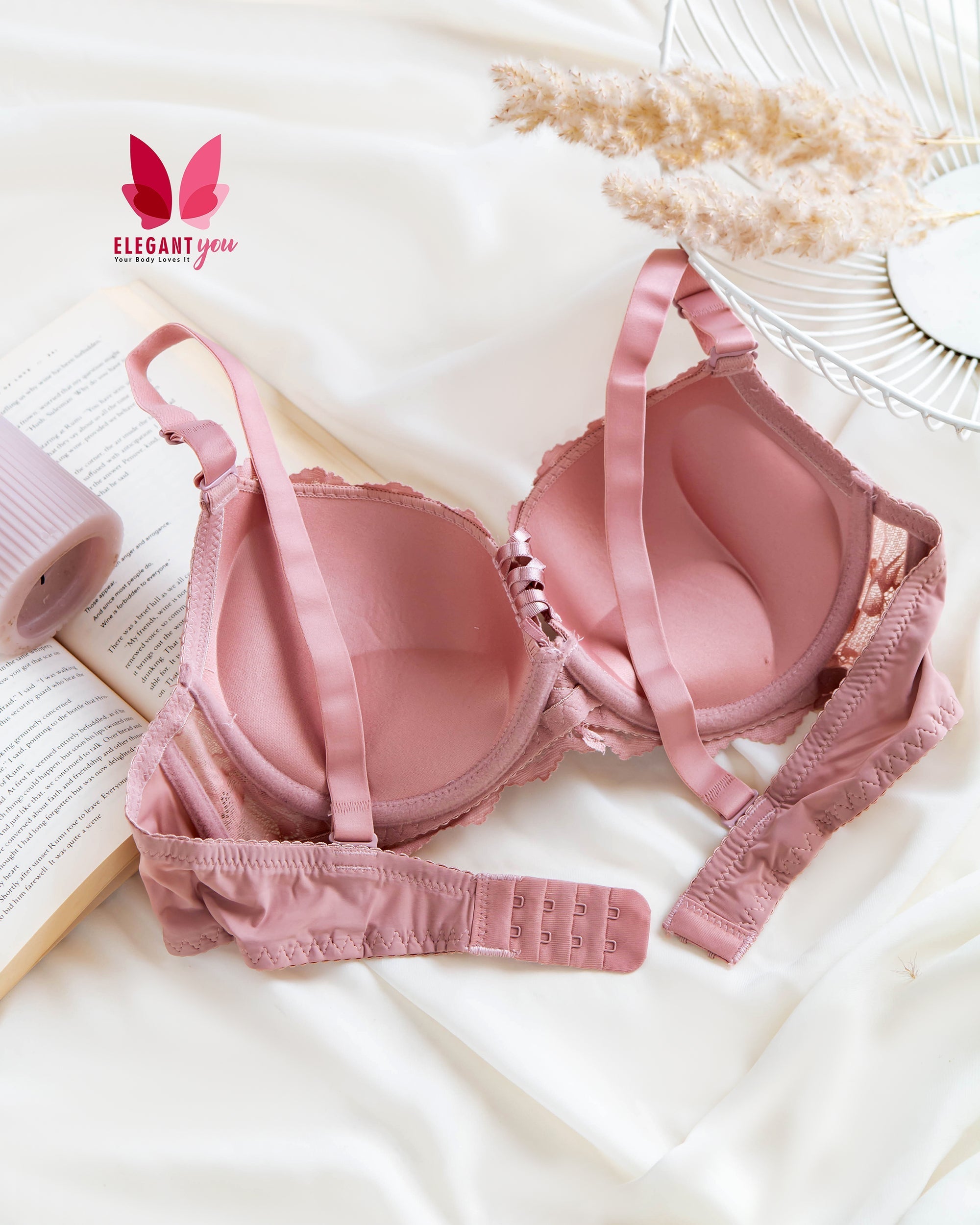 (38&40)C Cup Size Double Padded Wired Flower Pattern Bra (156)*