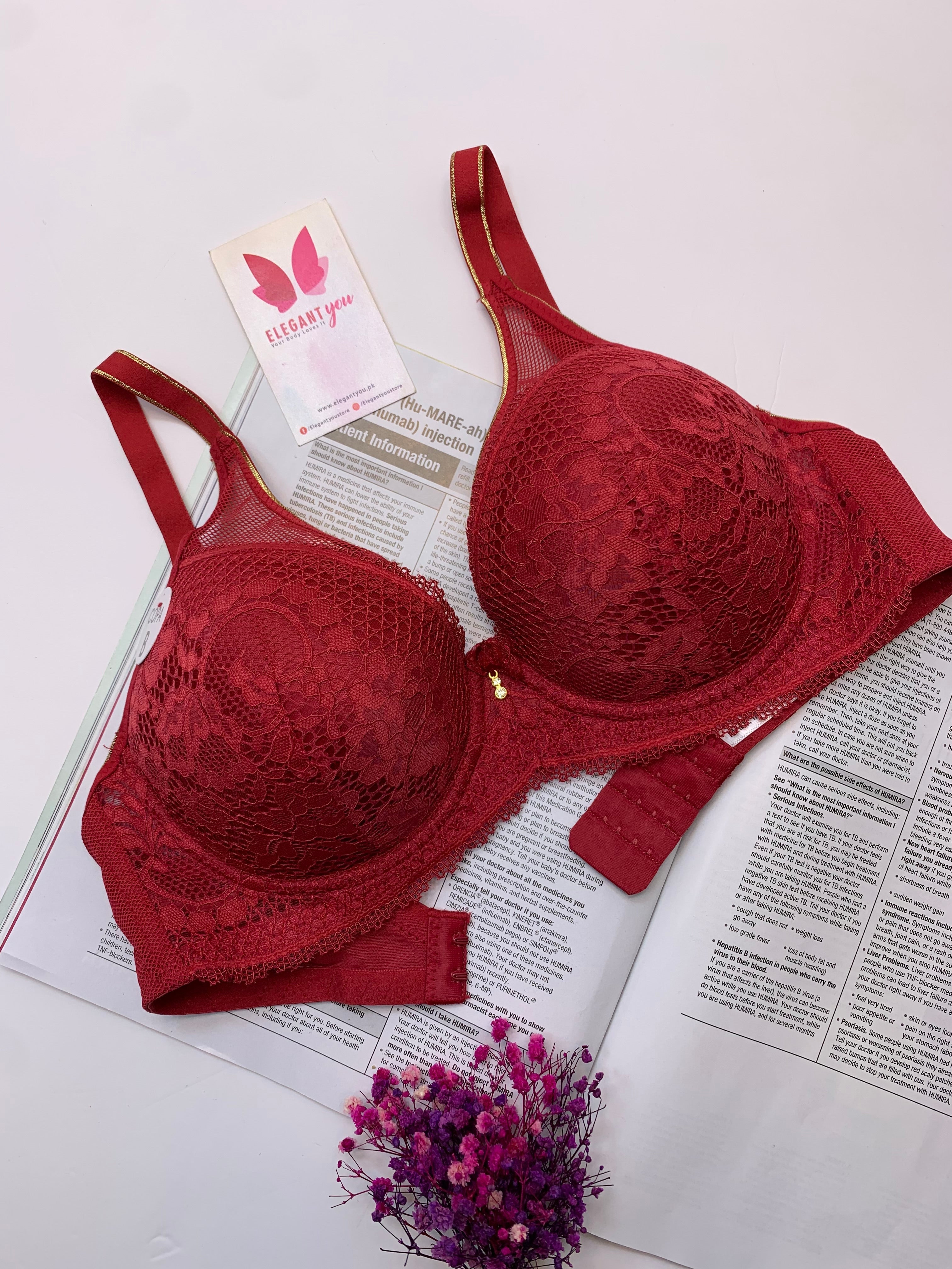 (34-40)B/C  Elegant Single Padded Push-up Lace Bridal Bra (142)