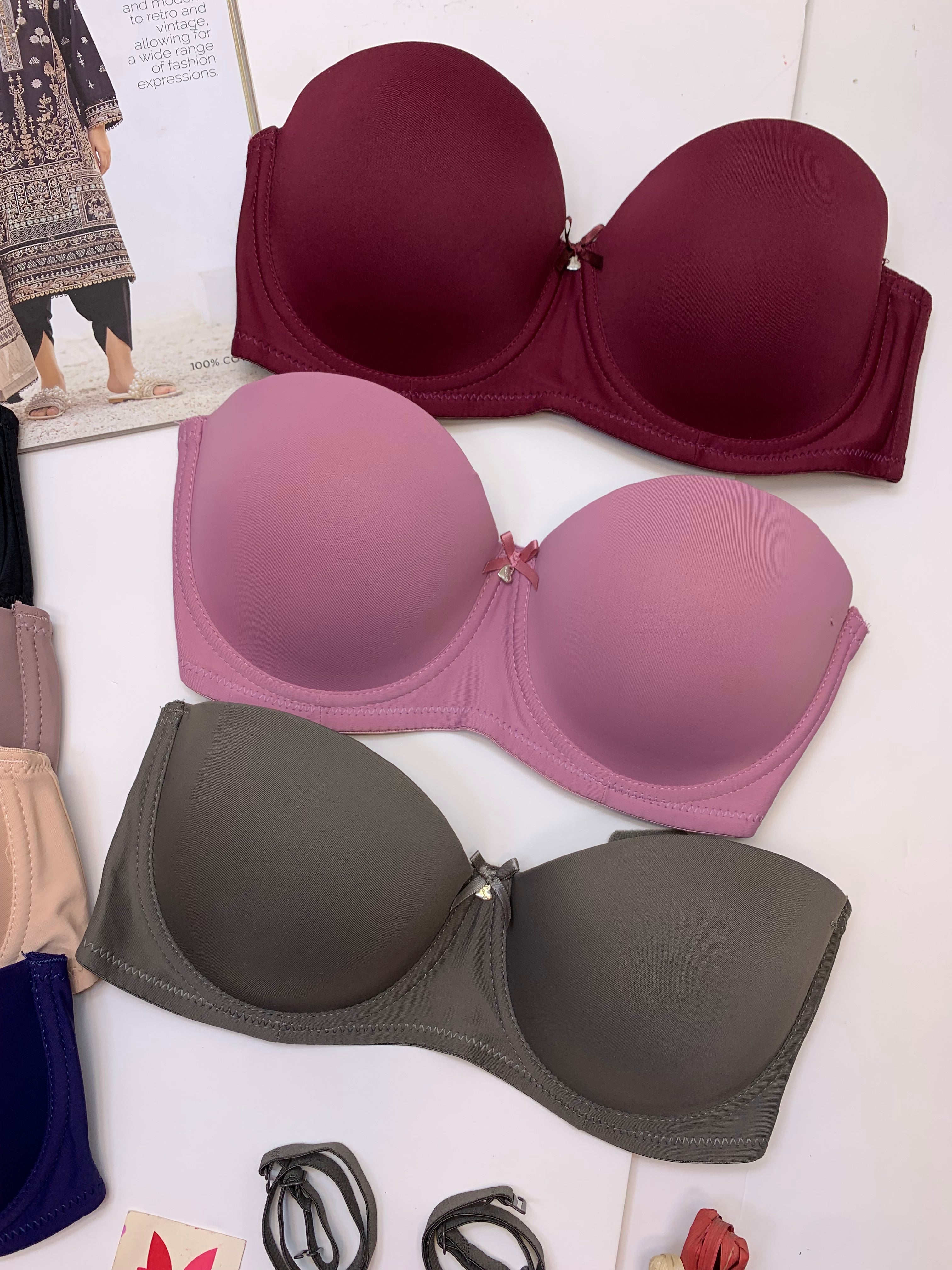 (36-42)C  Plain Half Cup C Cupsize Padded Bra(146)*
