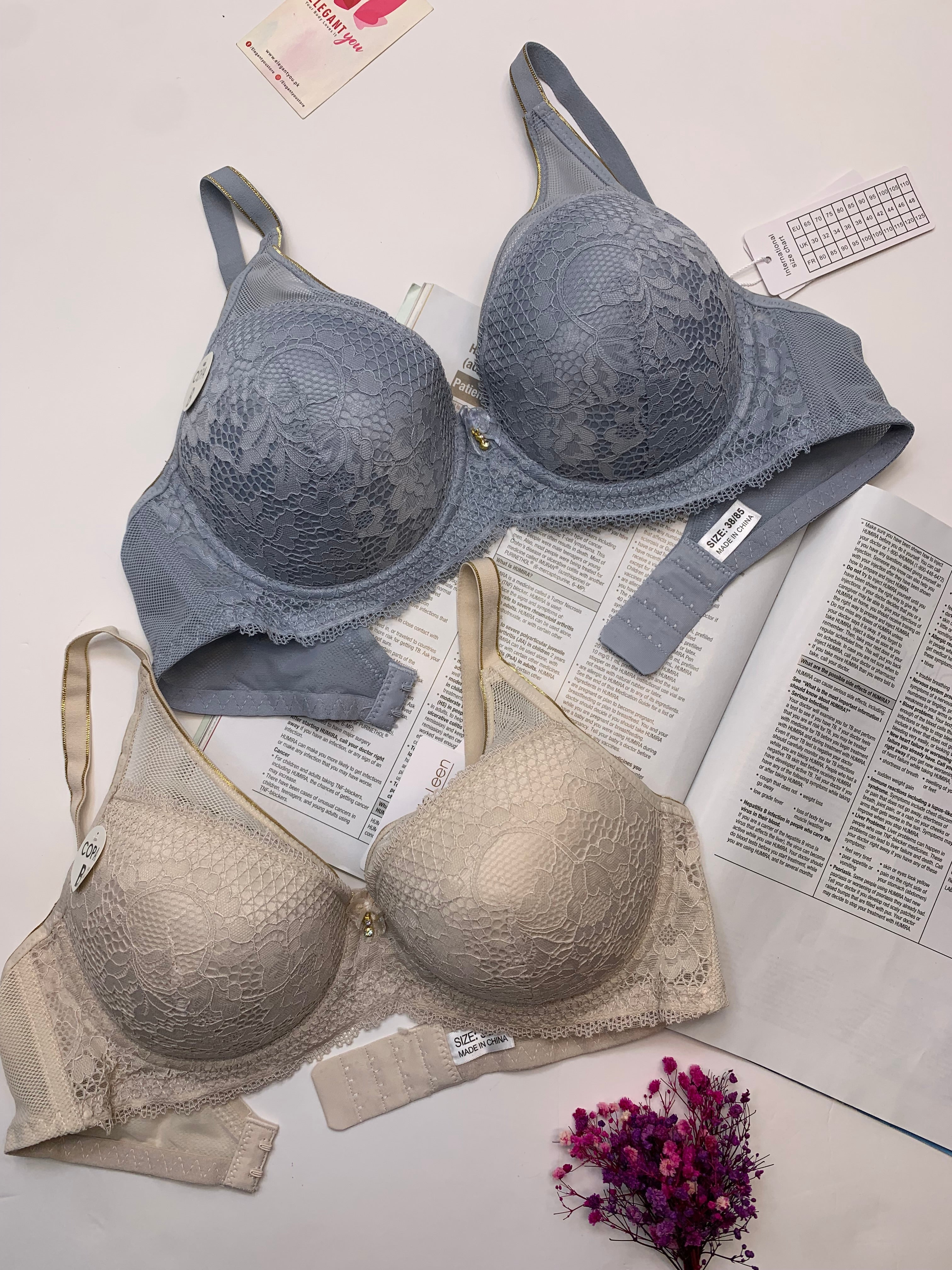 (34-40)B/C  Elegant Single Padded Push-up Lace Bridal Bra (142)