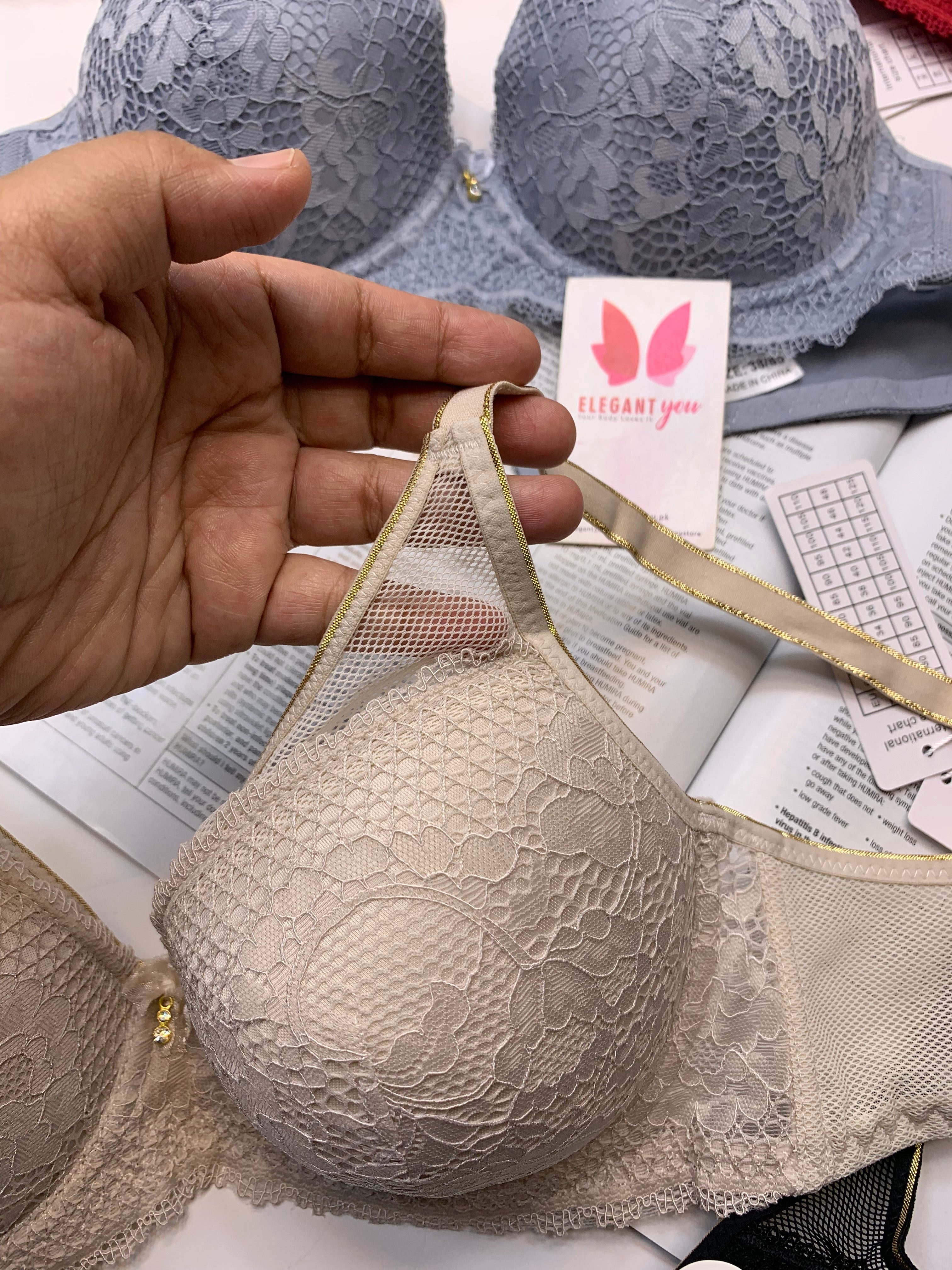 (34-40)B/C  Elegant Single Padded Push-up Lace Bridal Bra (142)