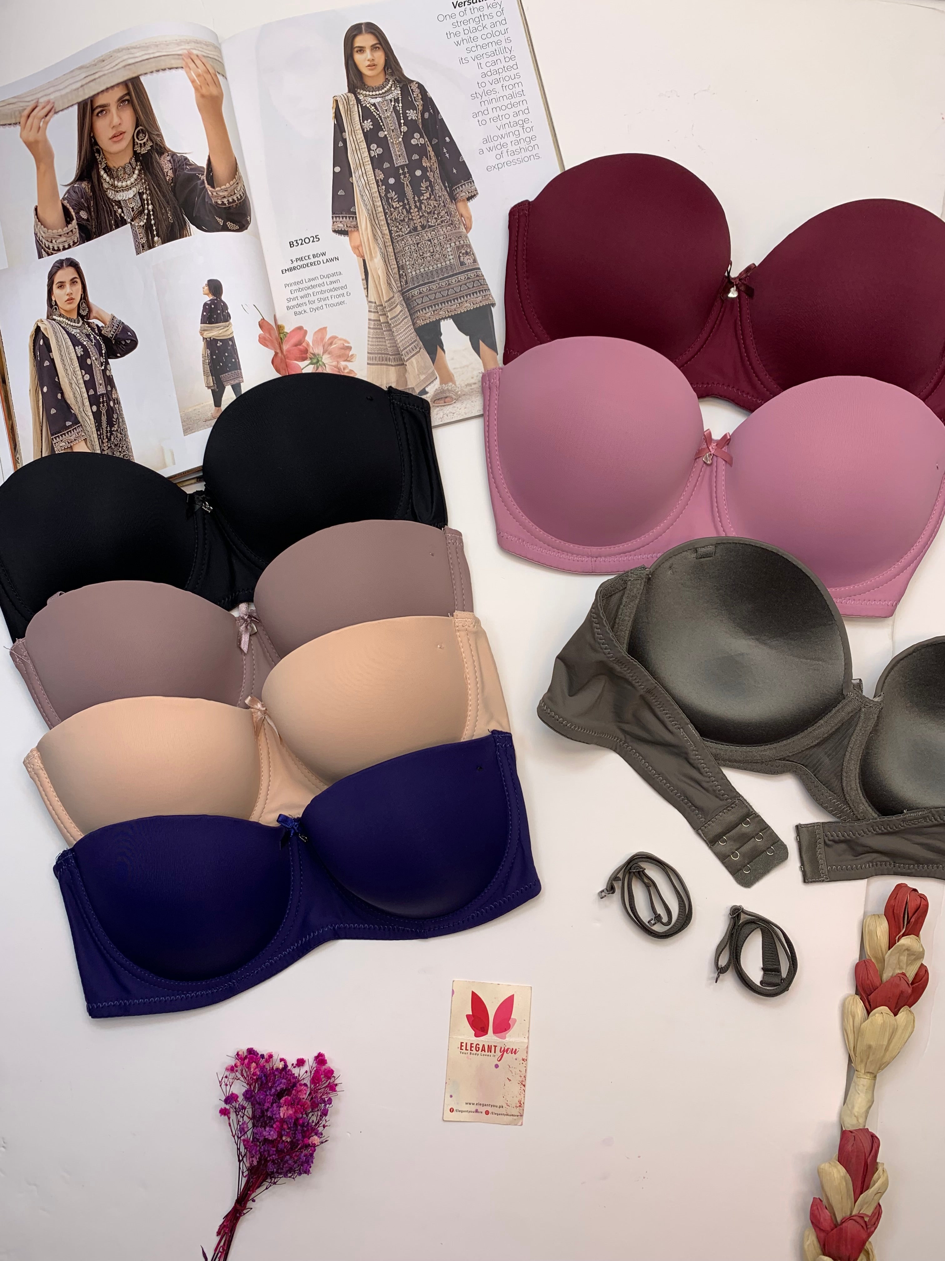 (36-42)C  Plain Half Cup C Cupsize Padded Bra(146)*