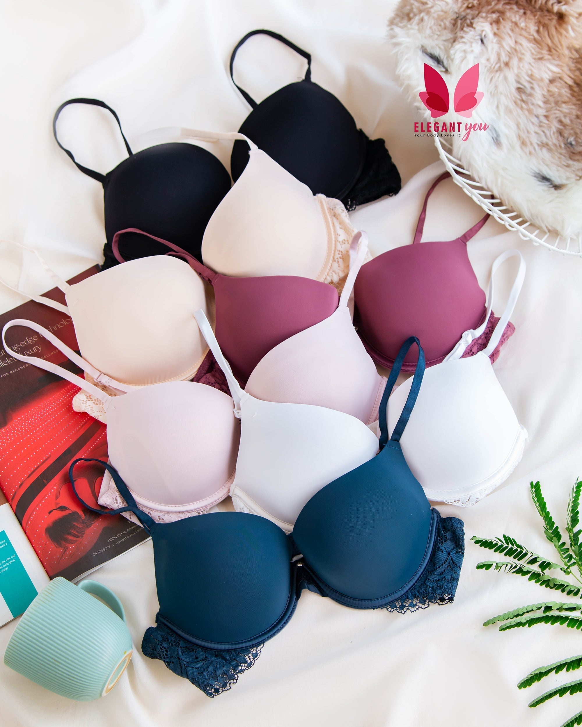 (32-36)b Elegant Lace Strap Double Padded Pushup Wire Bra (132)