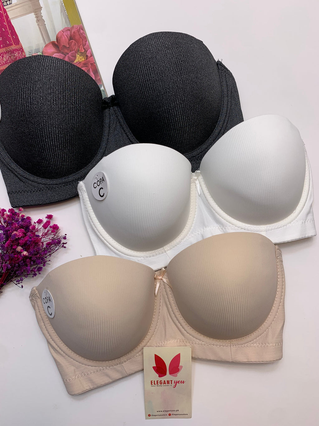 (36-42)C Cup Size Half Cup Shape Padded Push up Wired Plain Bra (170)*
