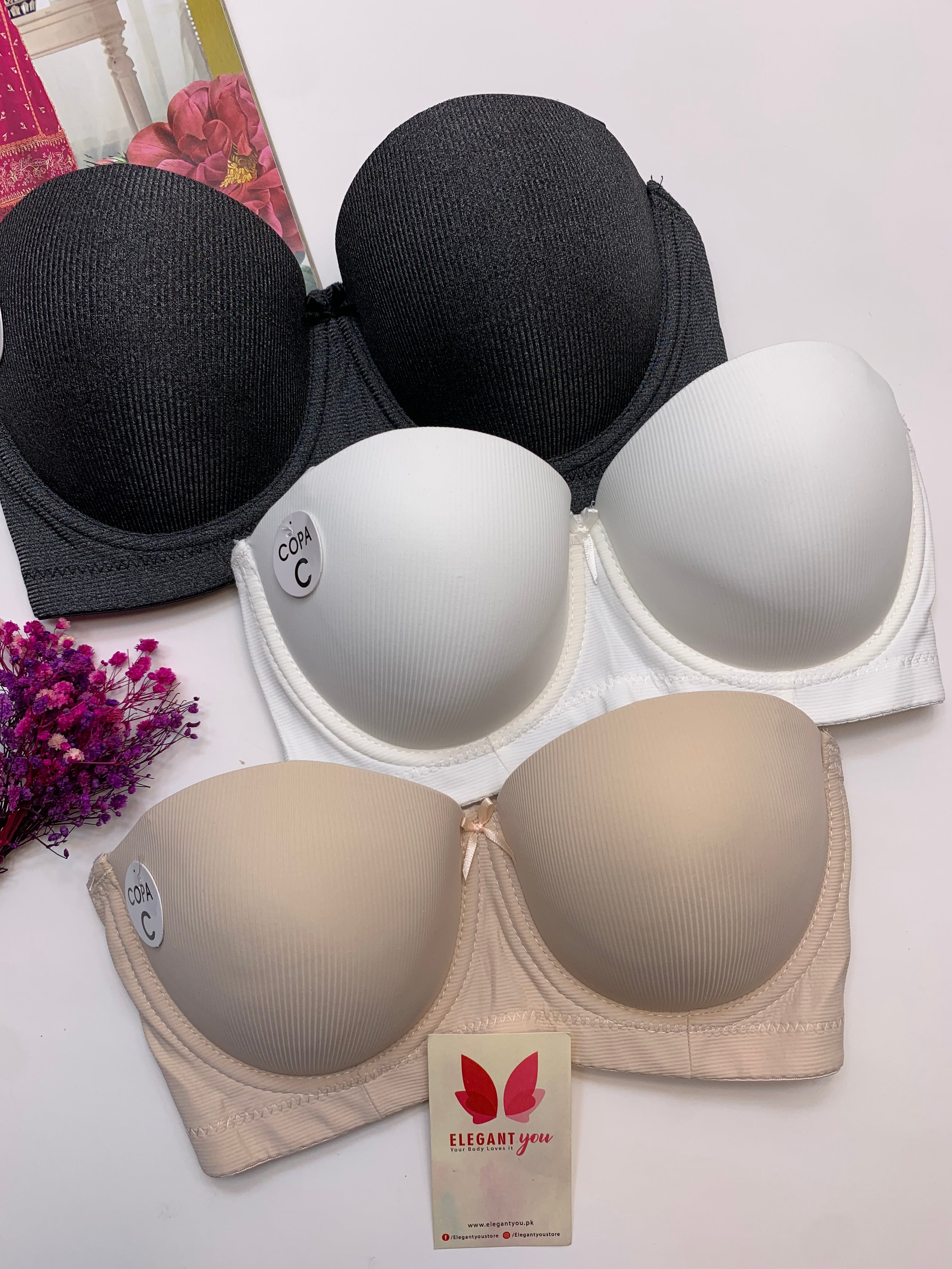 (36-42)C Cup Size Half Cup Shape Padded Push up Wired Plain Bra (170)*