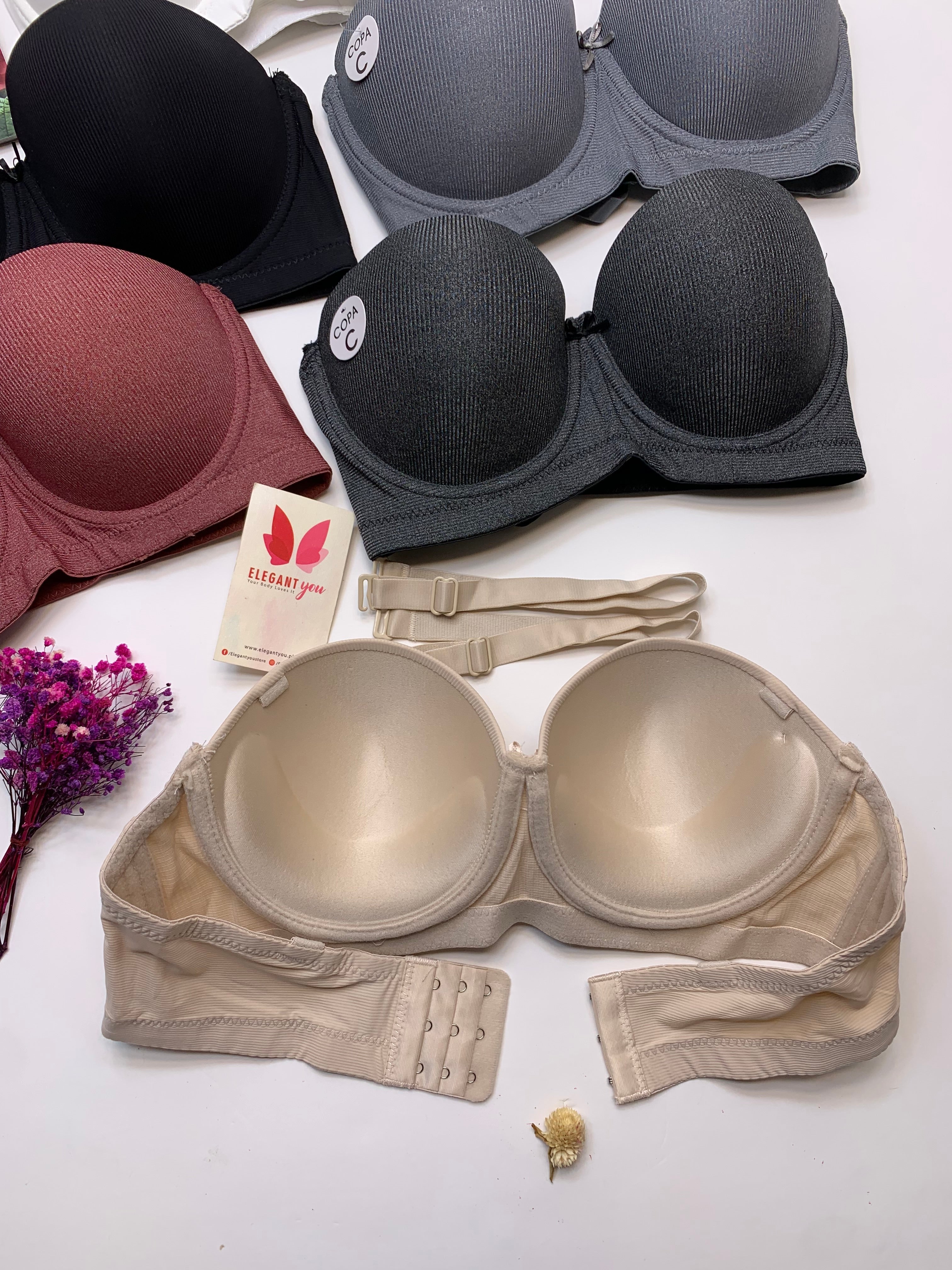 (36-42)C Cup Size Half Cup Shape Padded Push up Wired Plain Bra (170)*