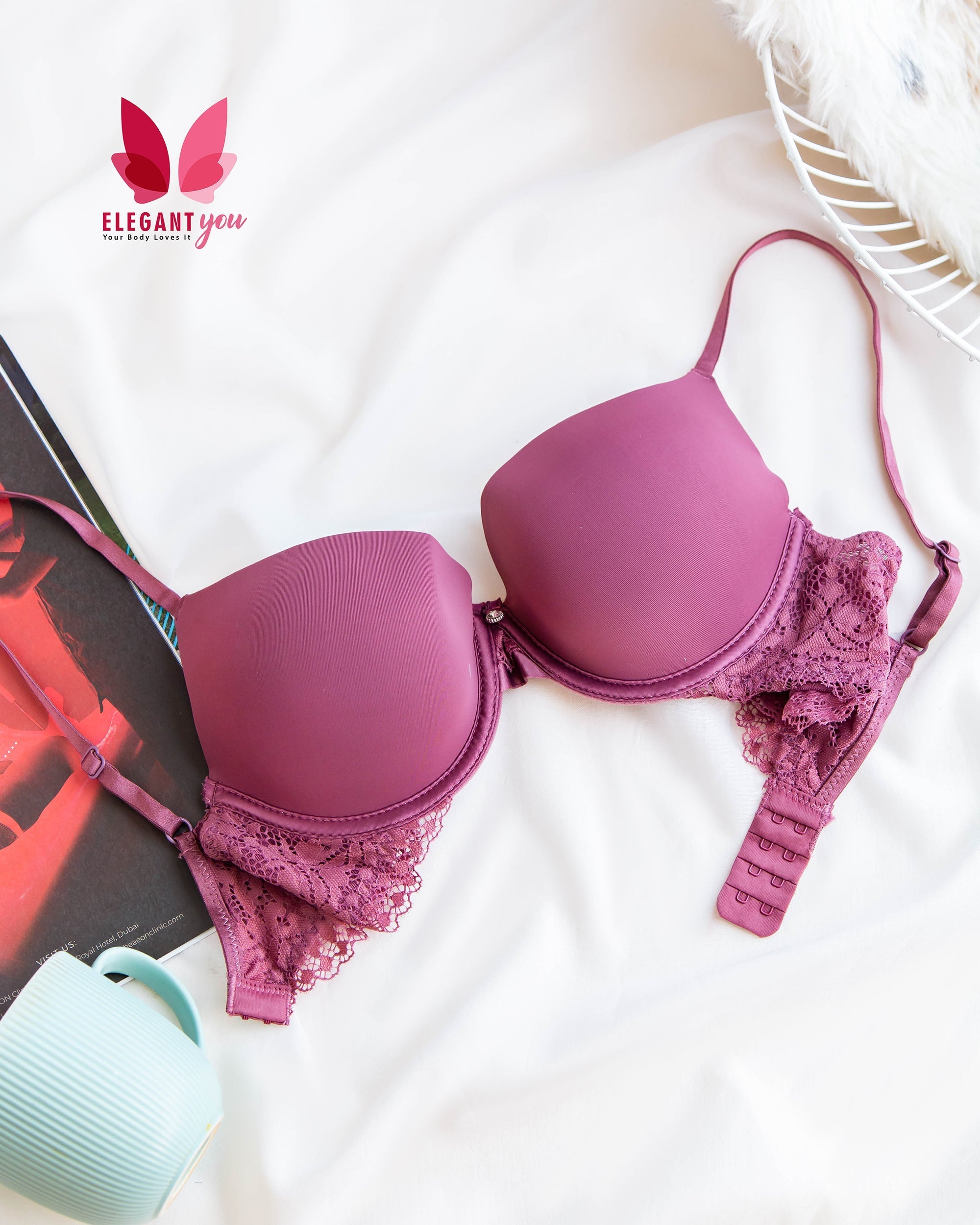 (32-36)b Elegant Lace Strap Double Padded Pushup Wire Bra (132)