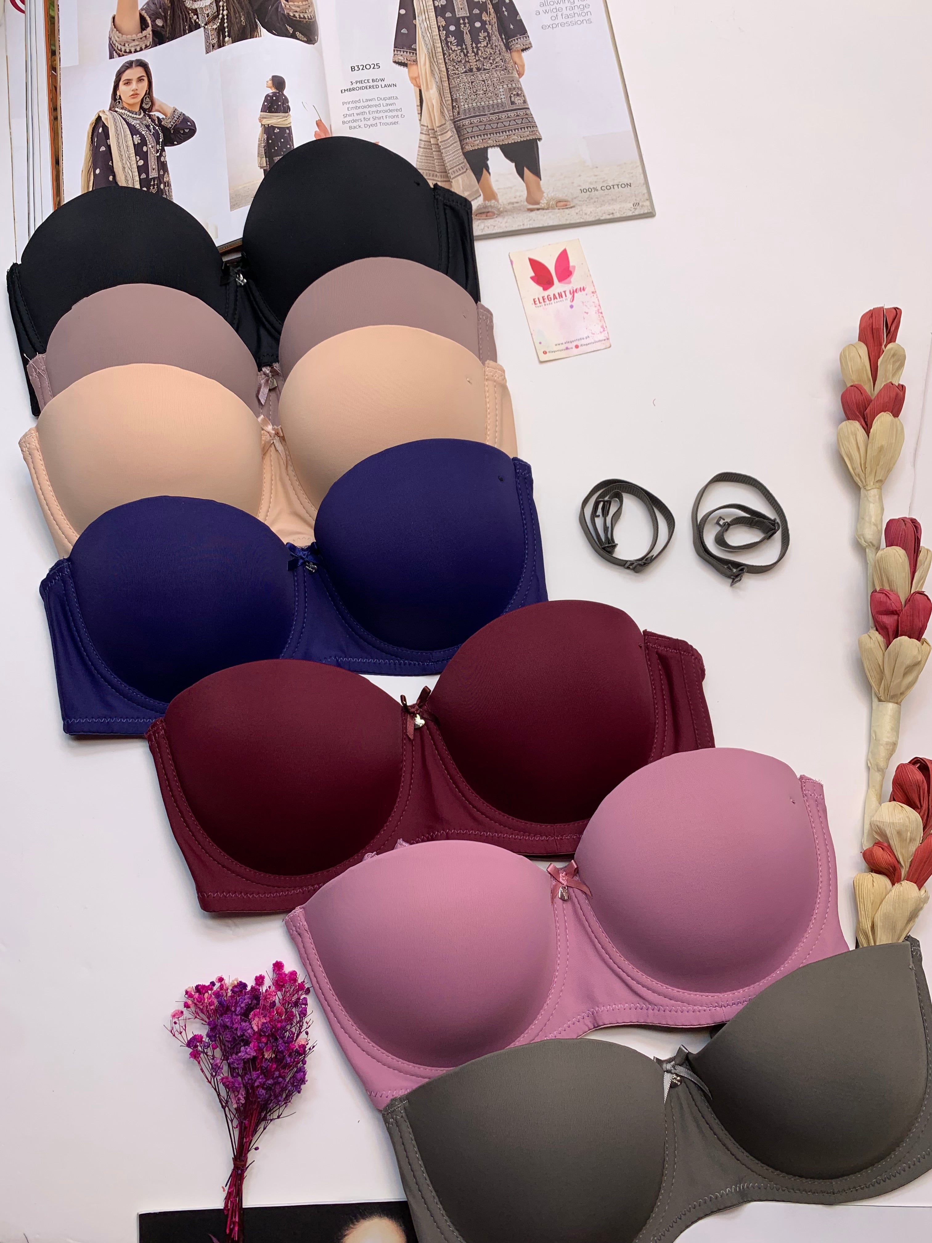 (36-42)C  Plain Half Cup C Cupsize Padded Bra(146)*