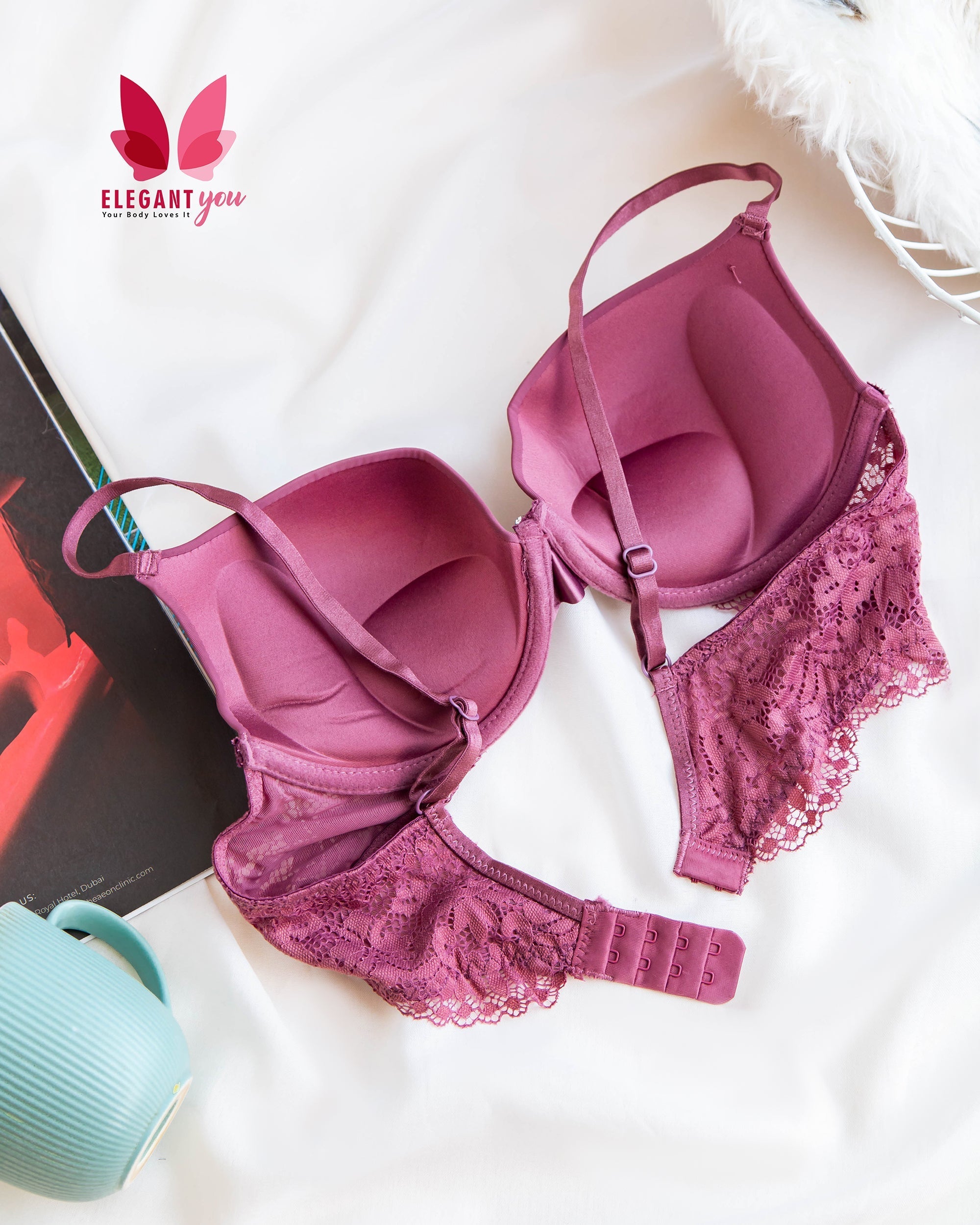 (32-36)b Elegant Lace Strap Double Padded Pushup Wire Bra (132)