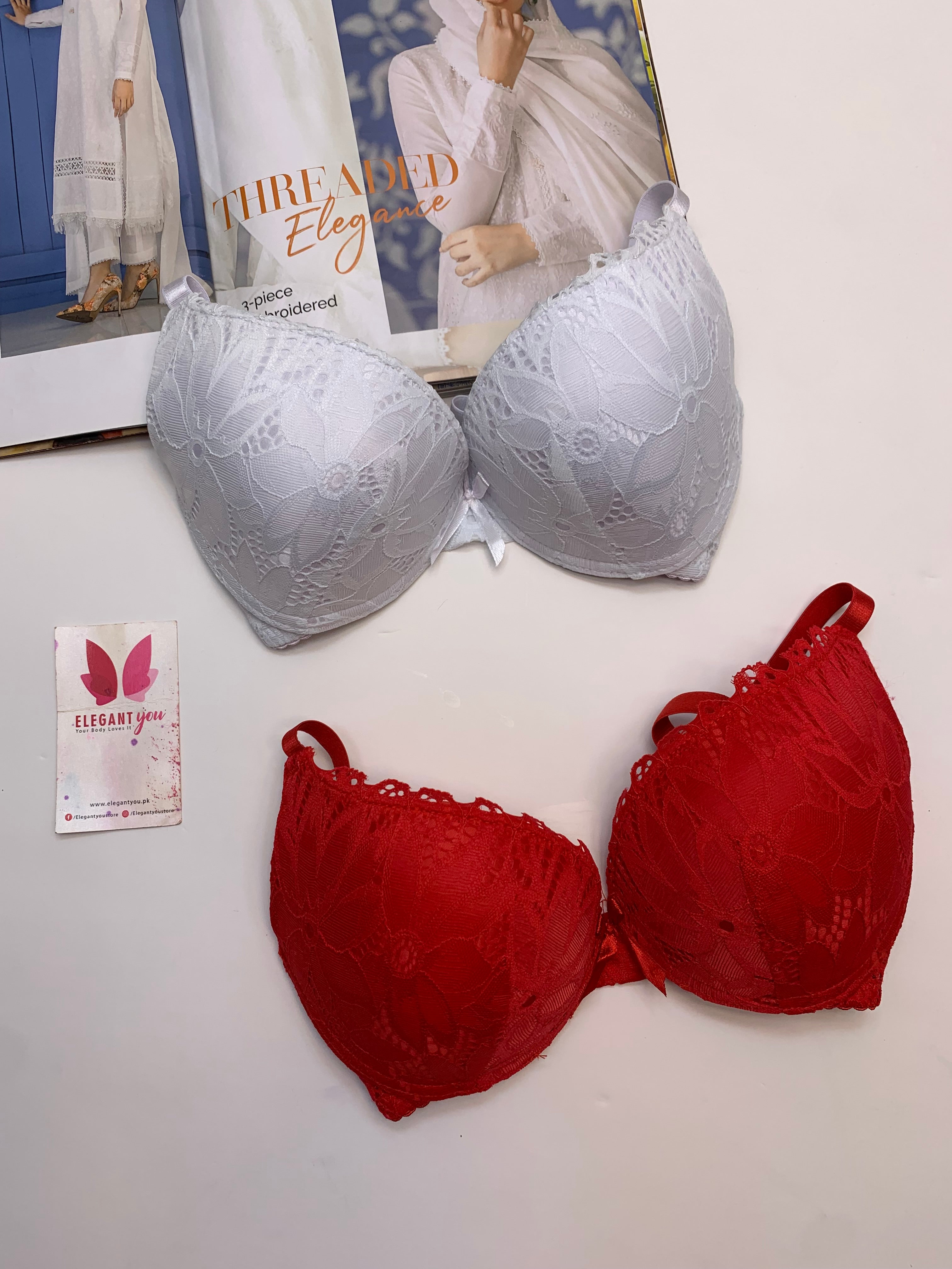 (36-42)B Padded Pushup Fancy Strap Bra (136)*