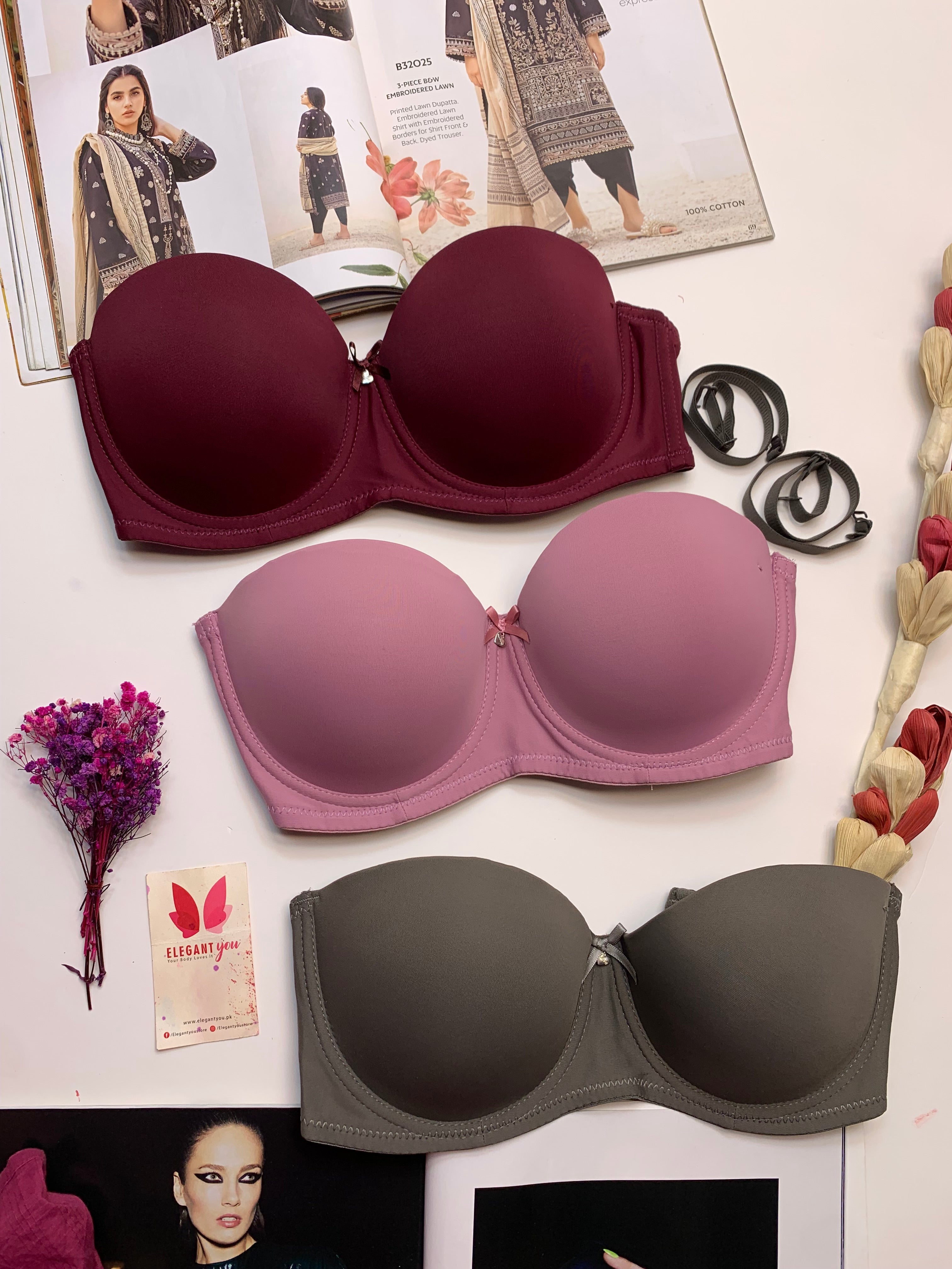 (36-42)C  Plain Half Cup C Cupsize Padded Bra(146)*