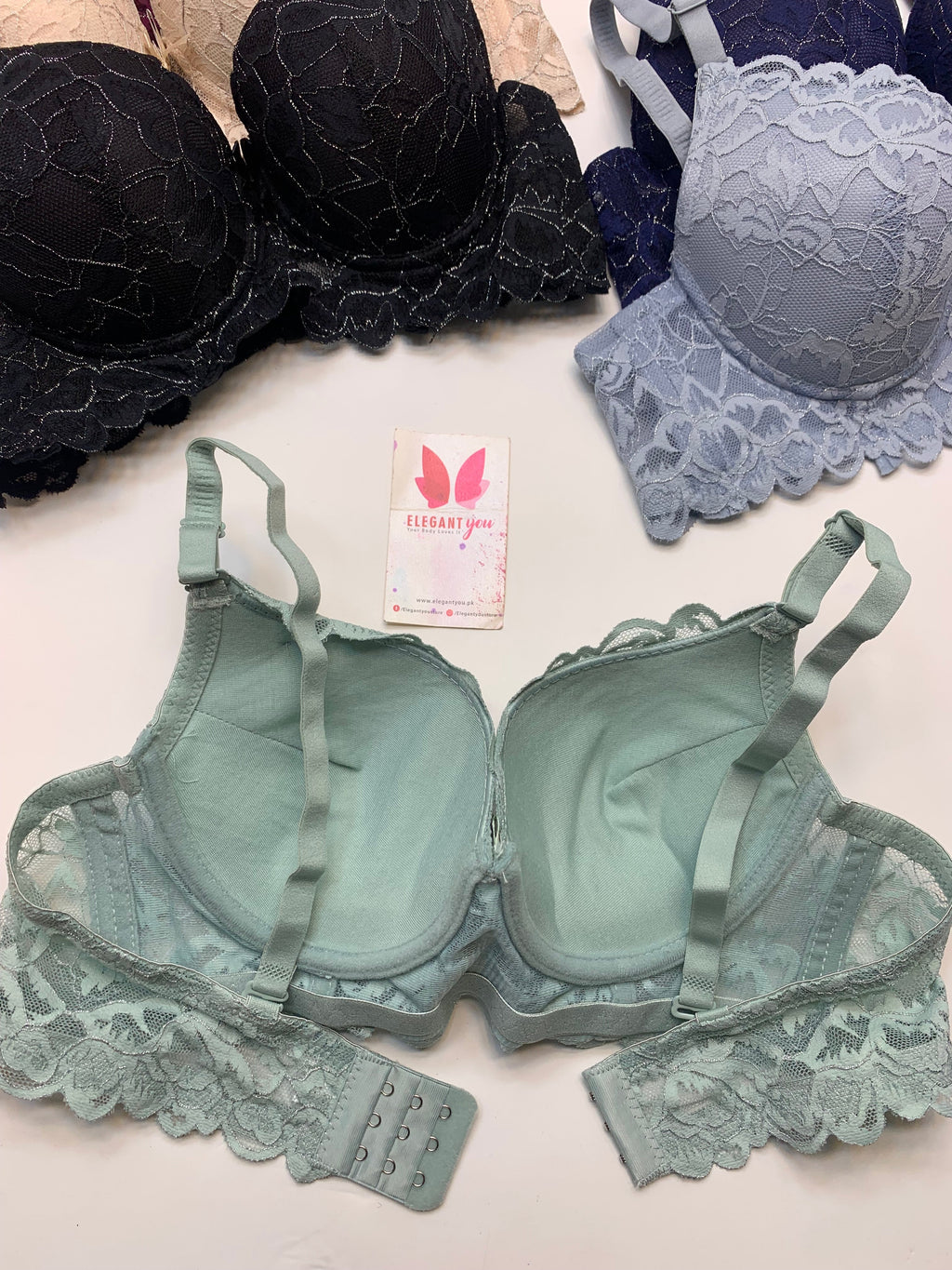 (36-40)B Elegant Padded Push-up Lace Bridal Bra(143)*