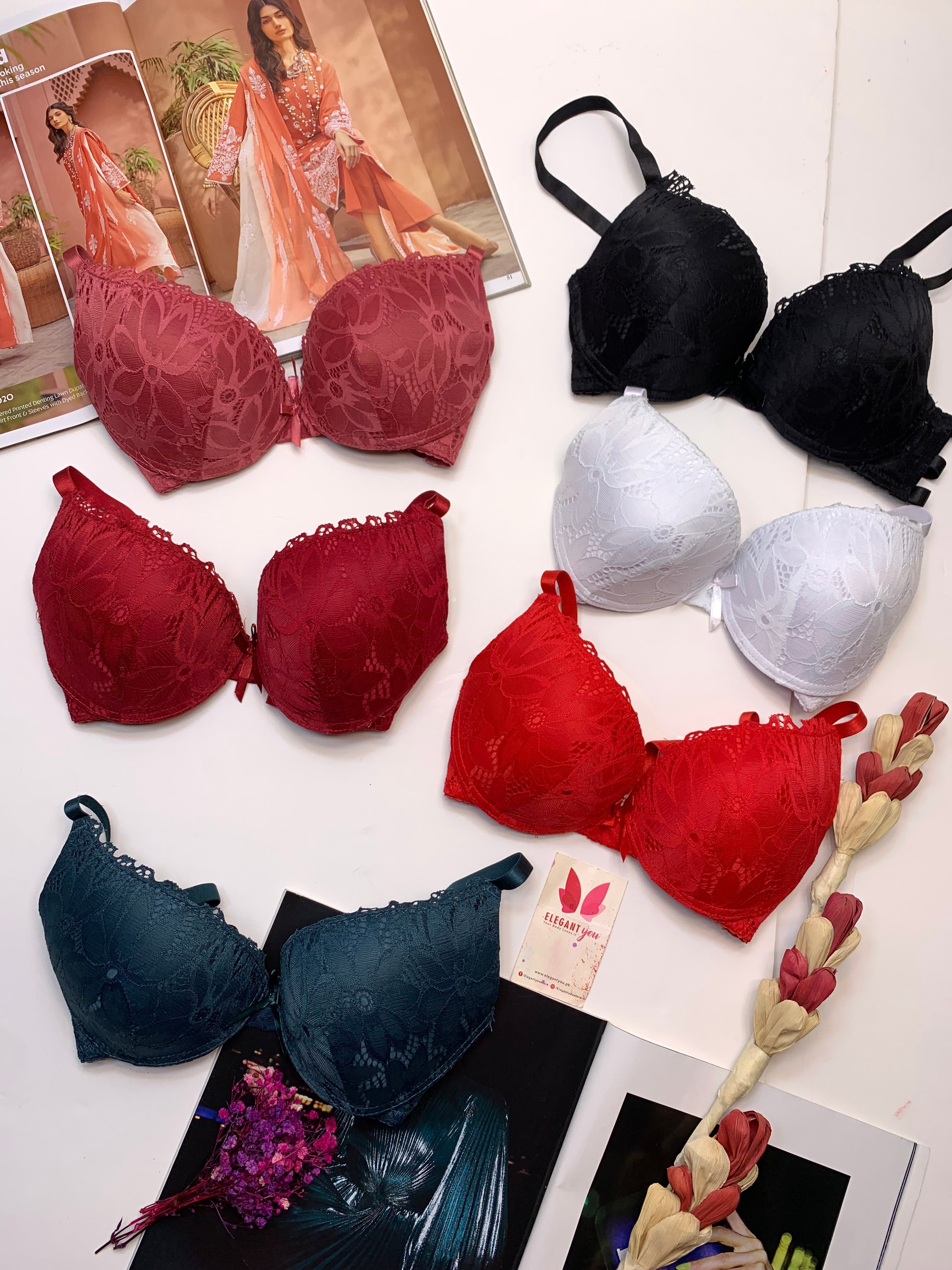 (36-42)B Padded Pushup Fancy Strap Bra (136)*