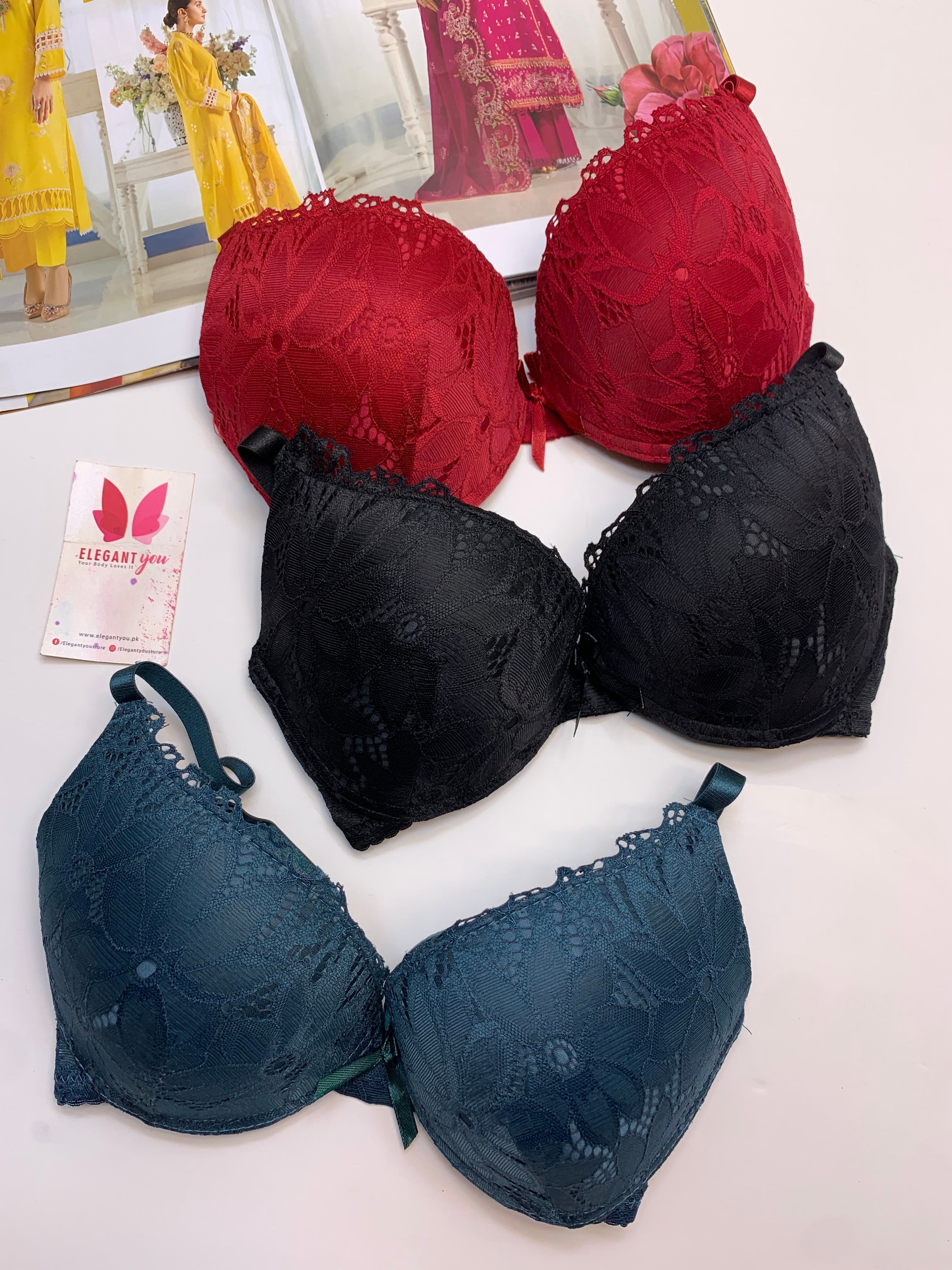(36-42)B Padded Pushup Fancy Strap Bra (136)*