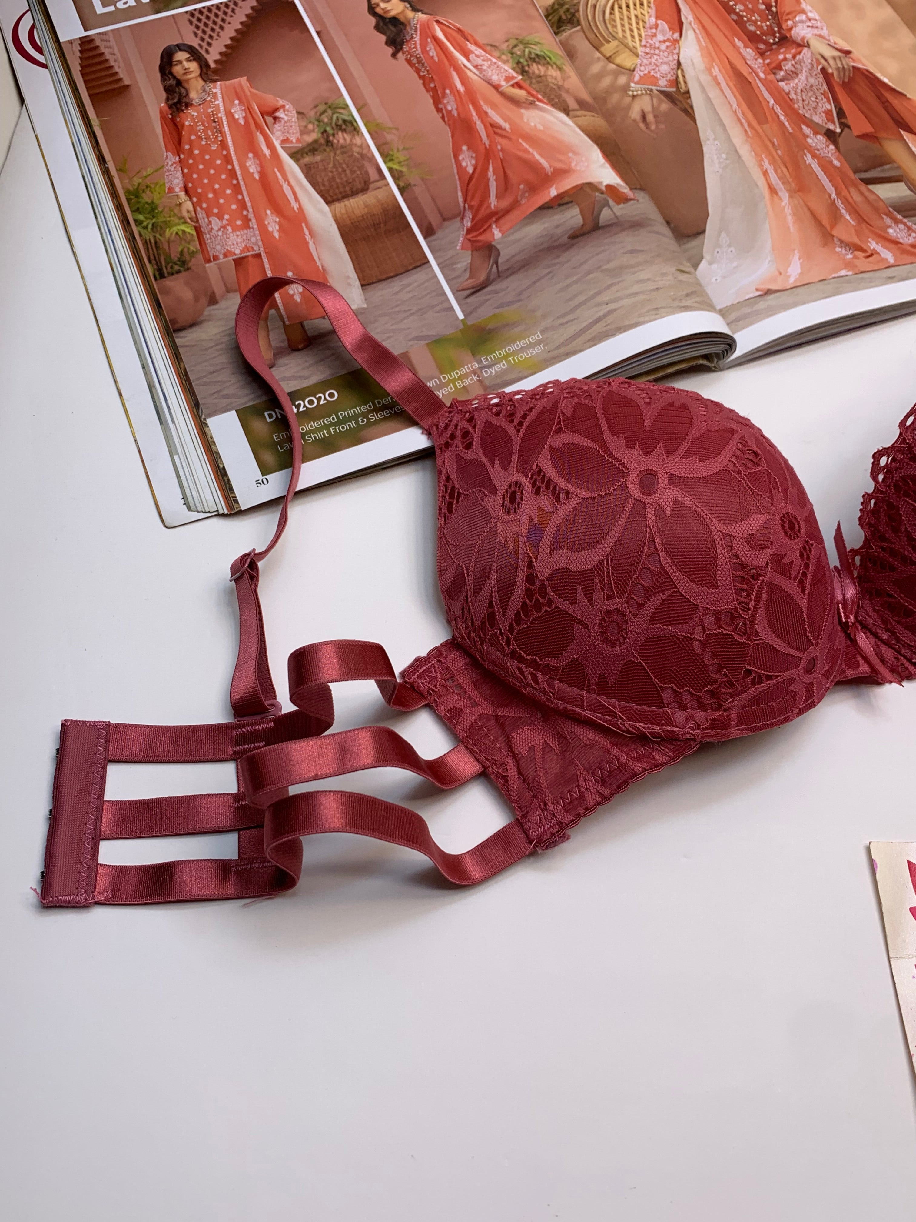 (36-42)B Padded Pushup Fancy Strap Bra (136)*