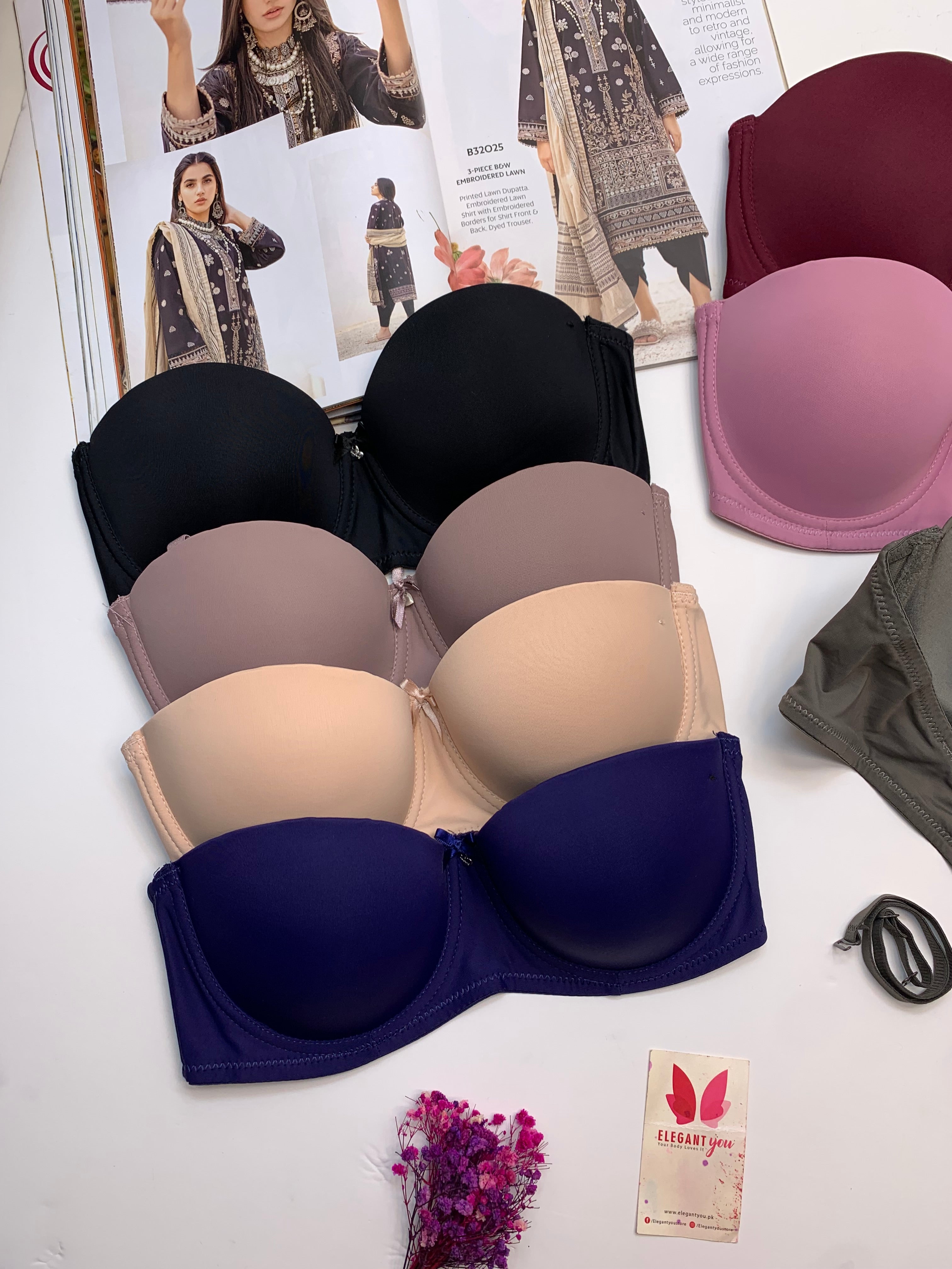(36-42)C  Plain Half Cup C Cupsize Padded Bra(146)*
