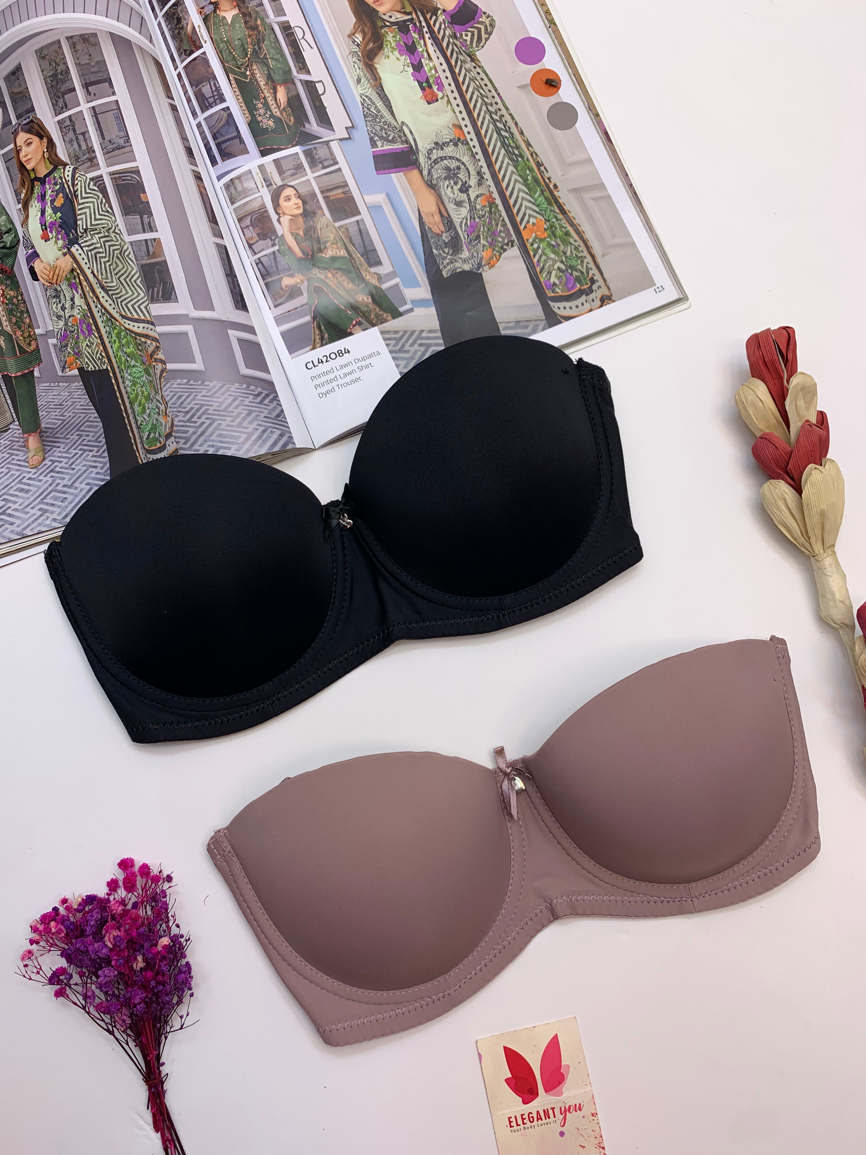 (36-42)C  Plain Half Cup C Cupsize Padded Bra(146)*