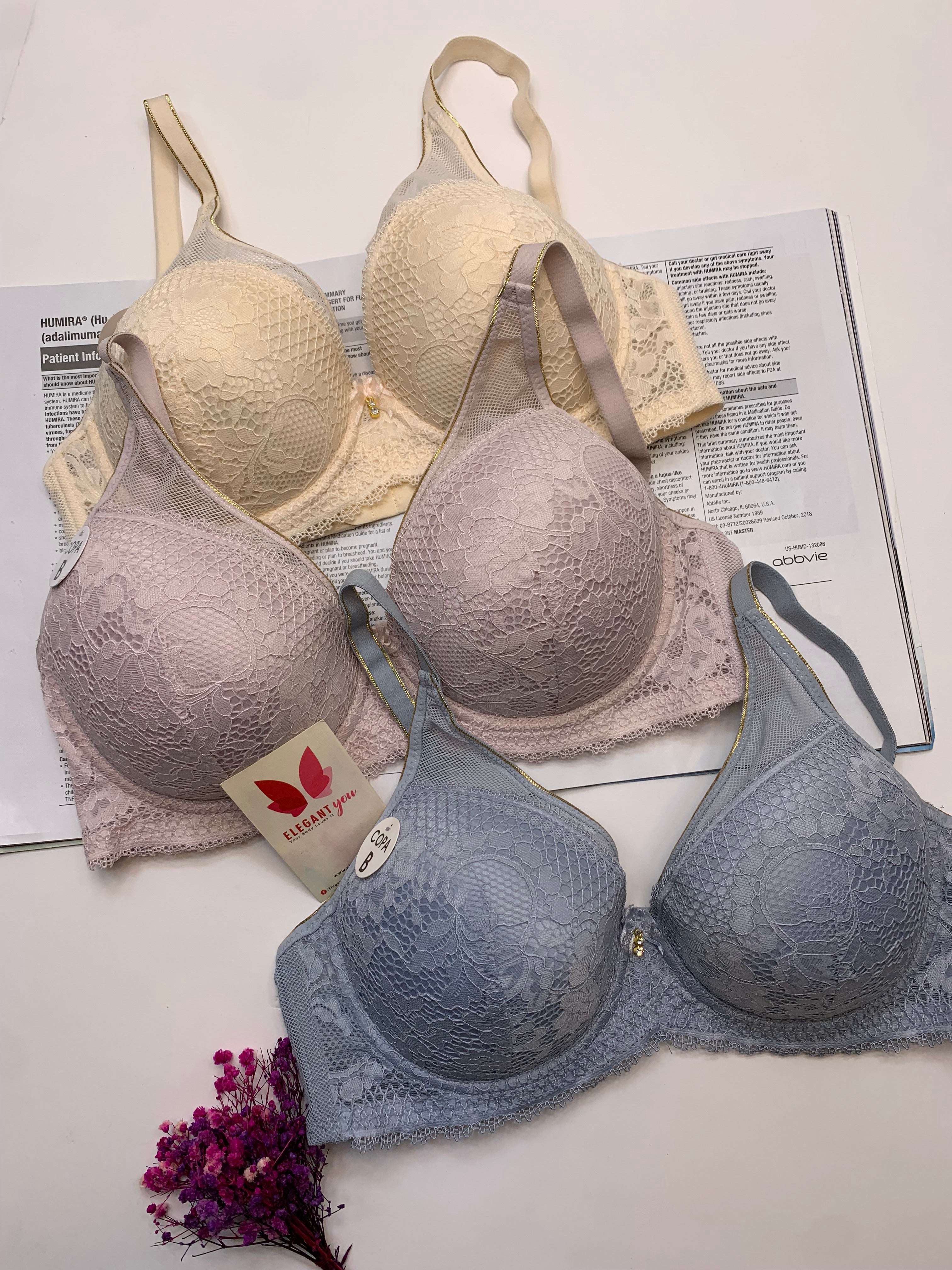 (34-40)B/C  Elegant Single Padded Push-up Lace Bridal Bra (142)