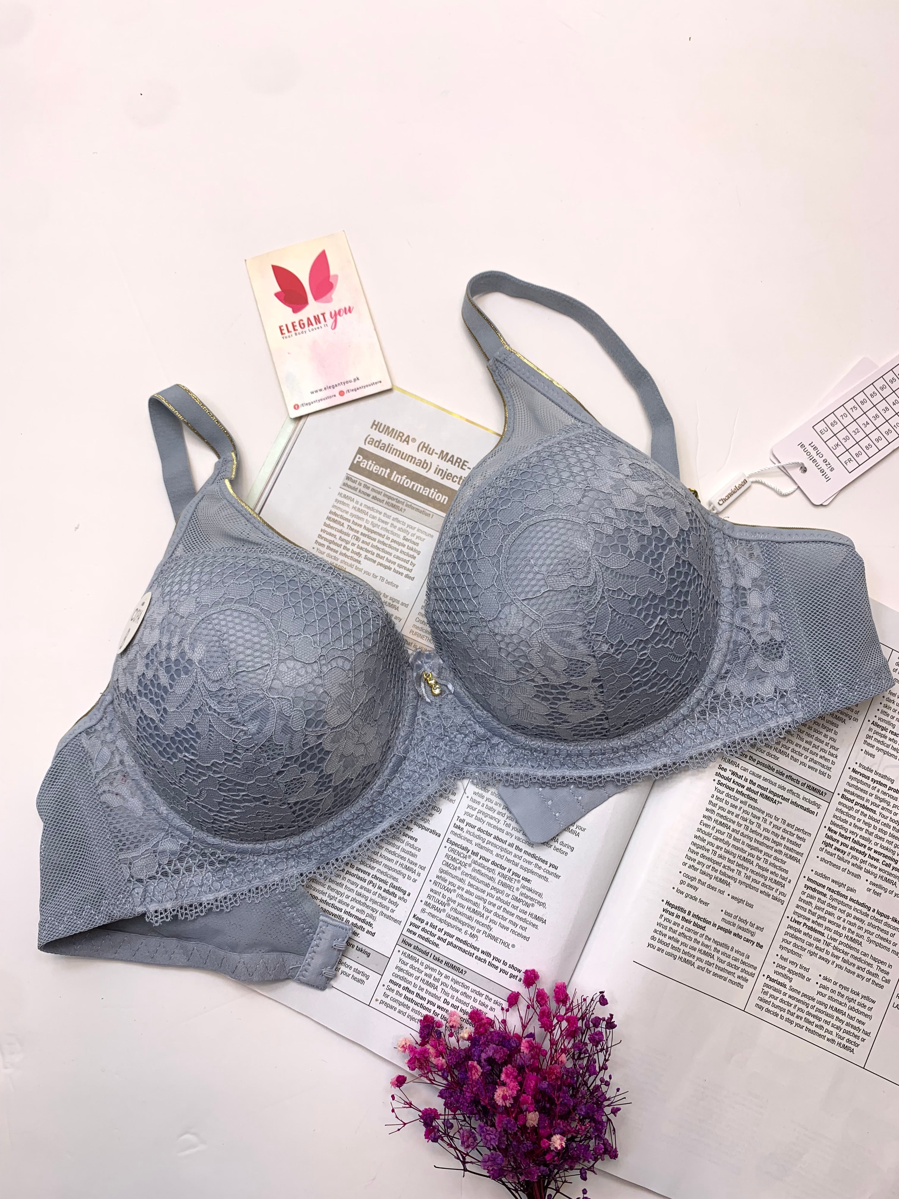 (34-40)B/C  Elegant Single Padded Push-up Lace Bridal Bra (142)