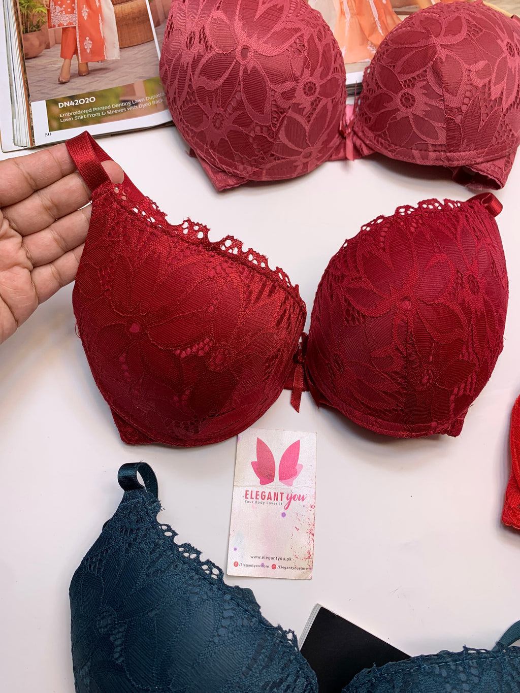 (36-42)B Padded Pushup Fancy Strap Bra (136)*
