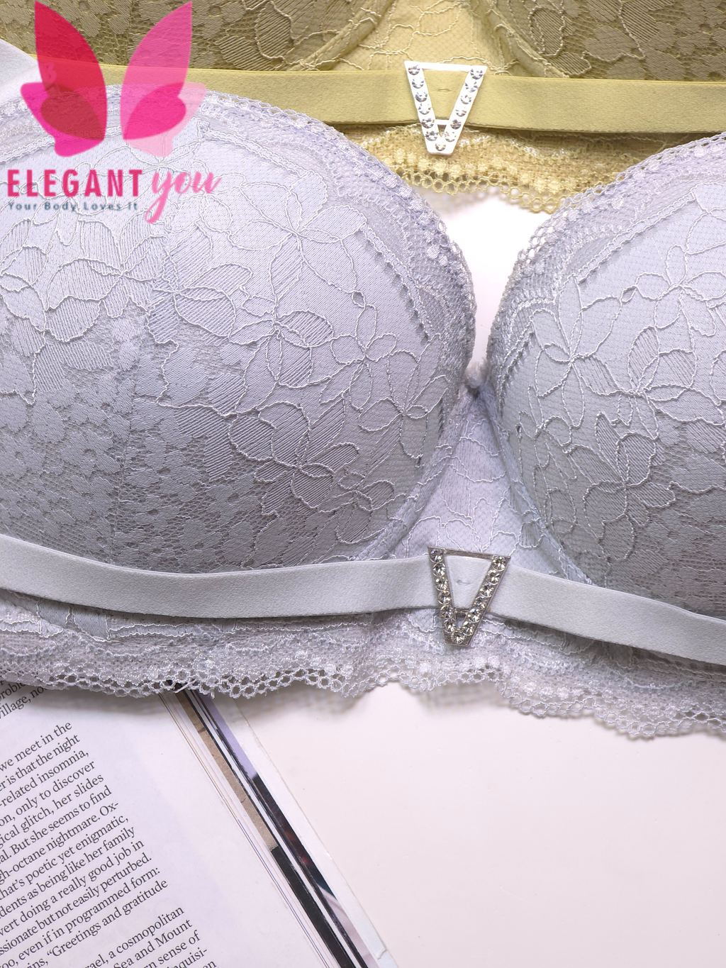 (36-42)size Half Cup Shape Padded Push up Wired Flower Pattern Bra(149)*