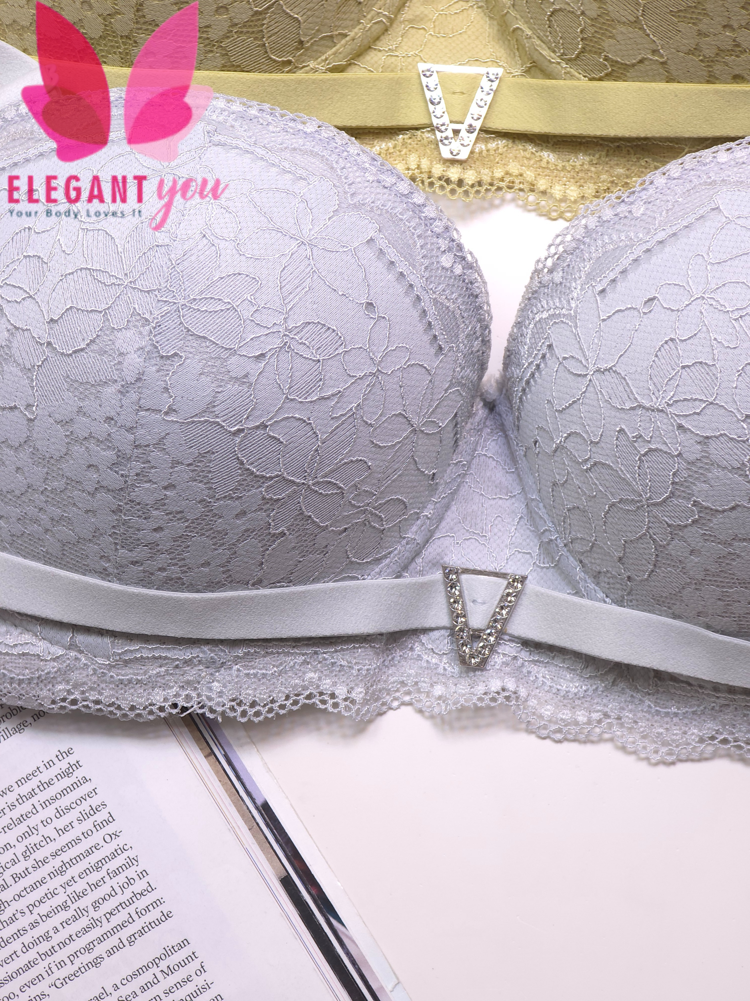 (36-42)size Half Cup Shape Padded Push up Wired Flower Pattern Bra(149)*