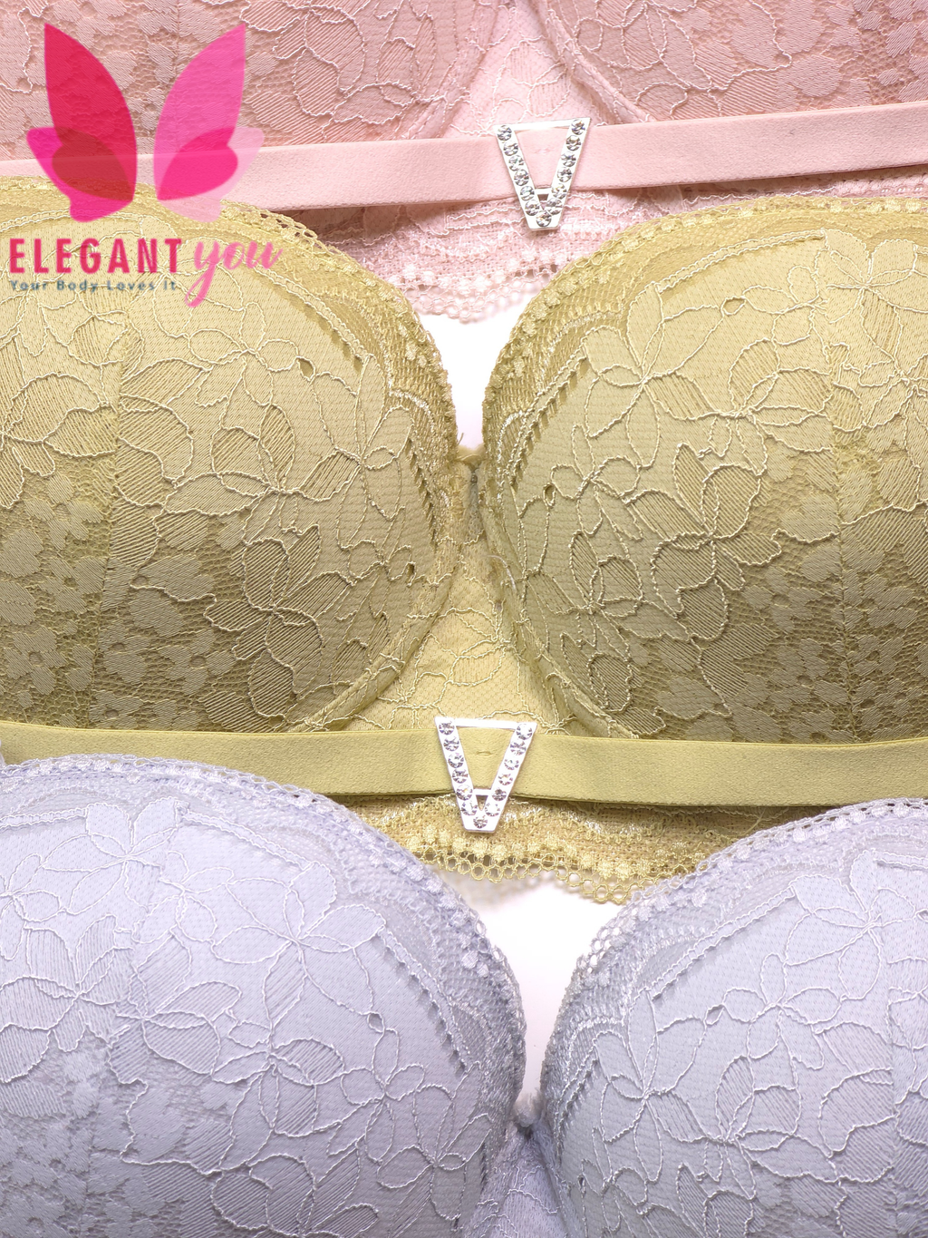 (36-42)size Half Cup Shape Padded Push up Wired Flower Pattern Bra(149)*