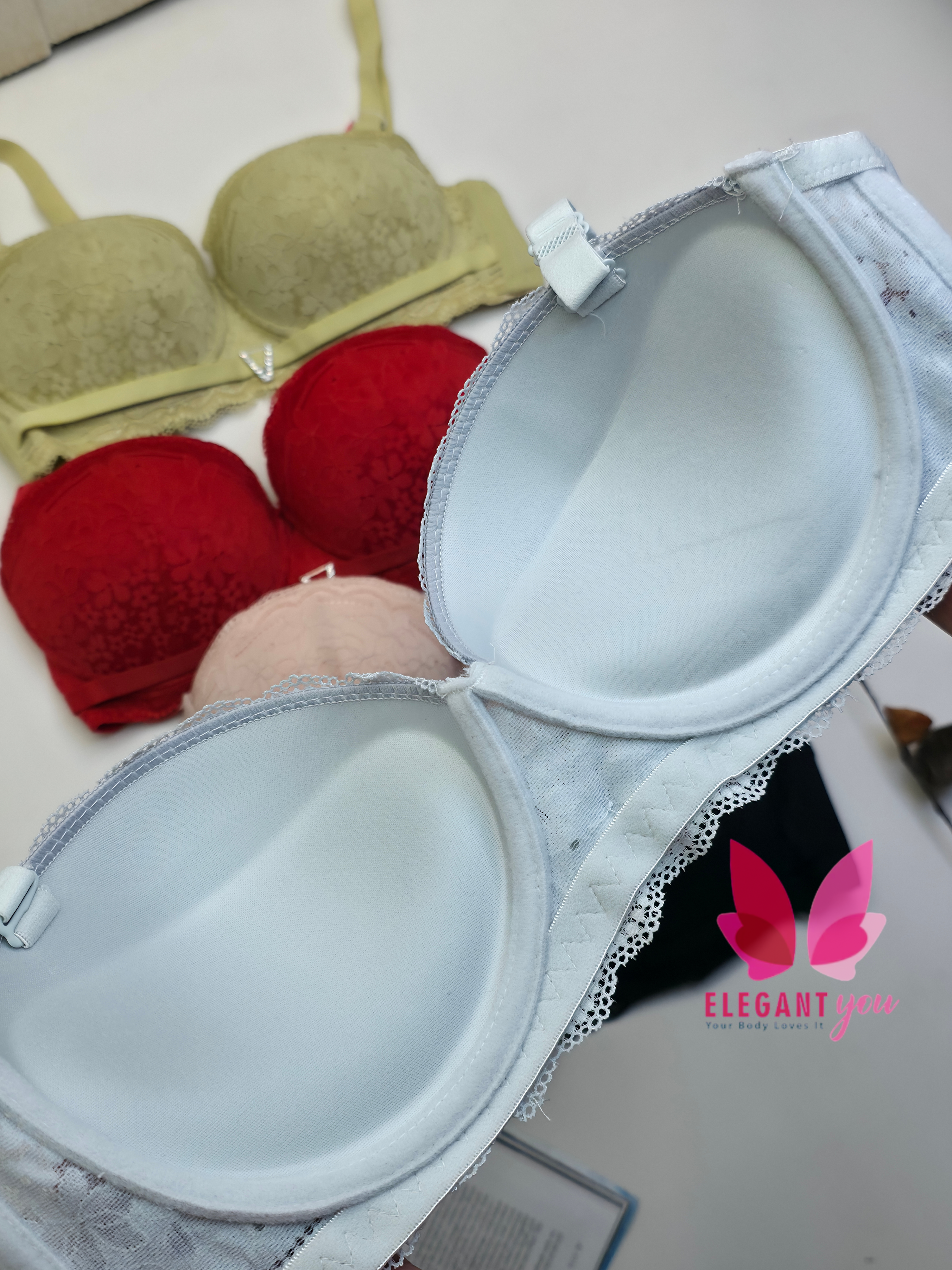 (36-42)size Half Cup Shape Padded Push up Wired Flower Pattern Bra(149)*