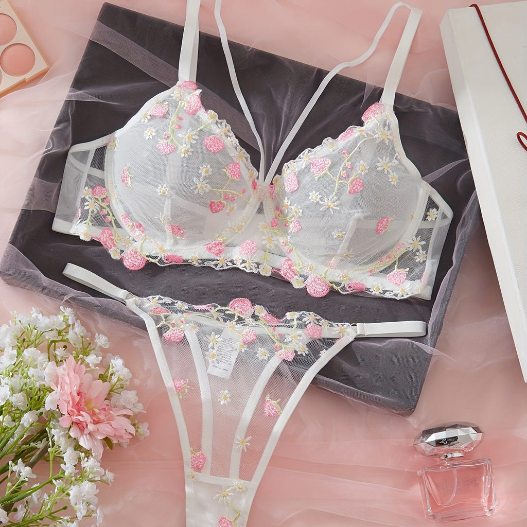Premium Floral Embroidered Bra & Panty Set
