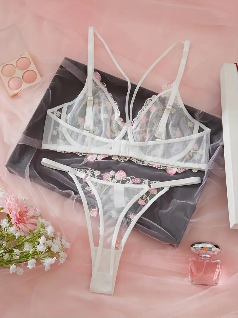 Premium Floral Embroidered Bra & Panty Set
