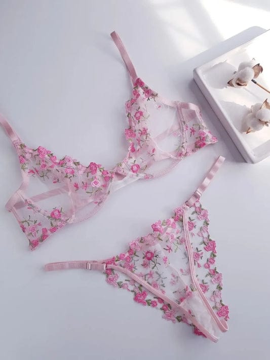 Premium Floral Embroidered Bra & Panty Set