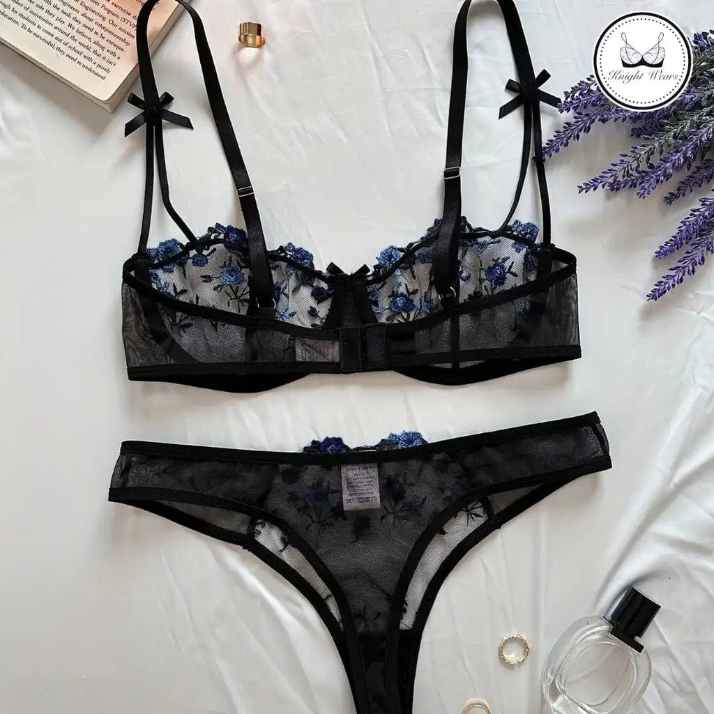 Floral Embroidered Sheer Mesh Underwire Lingerie Set🌸 Summer Collection Special 🔥 BUY 1 GET 2 FREE 🔥