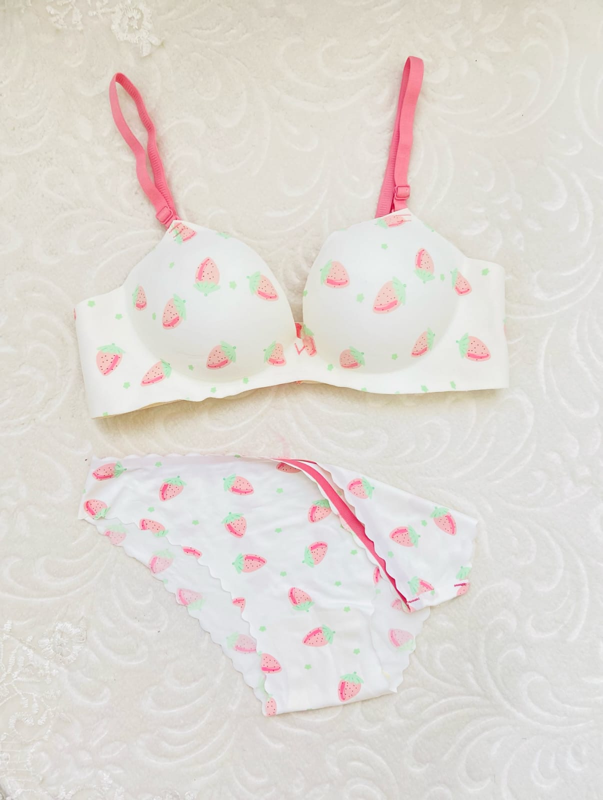 Strawberry Print Soft Comfort Bra Set 🍓