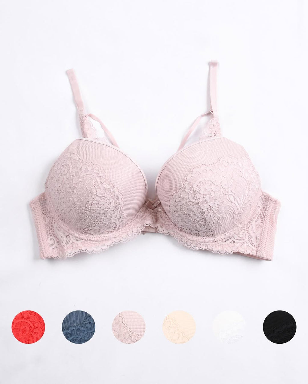 (34-38)b Criss Cross Strip Double Padded Pushup Lacy Bra(132)*