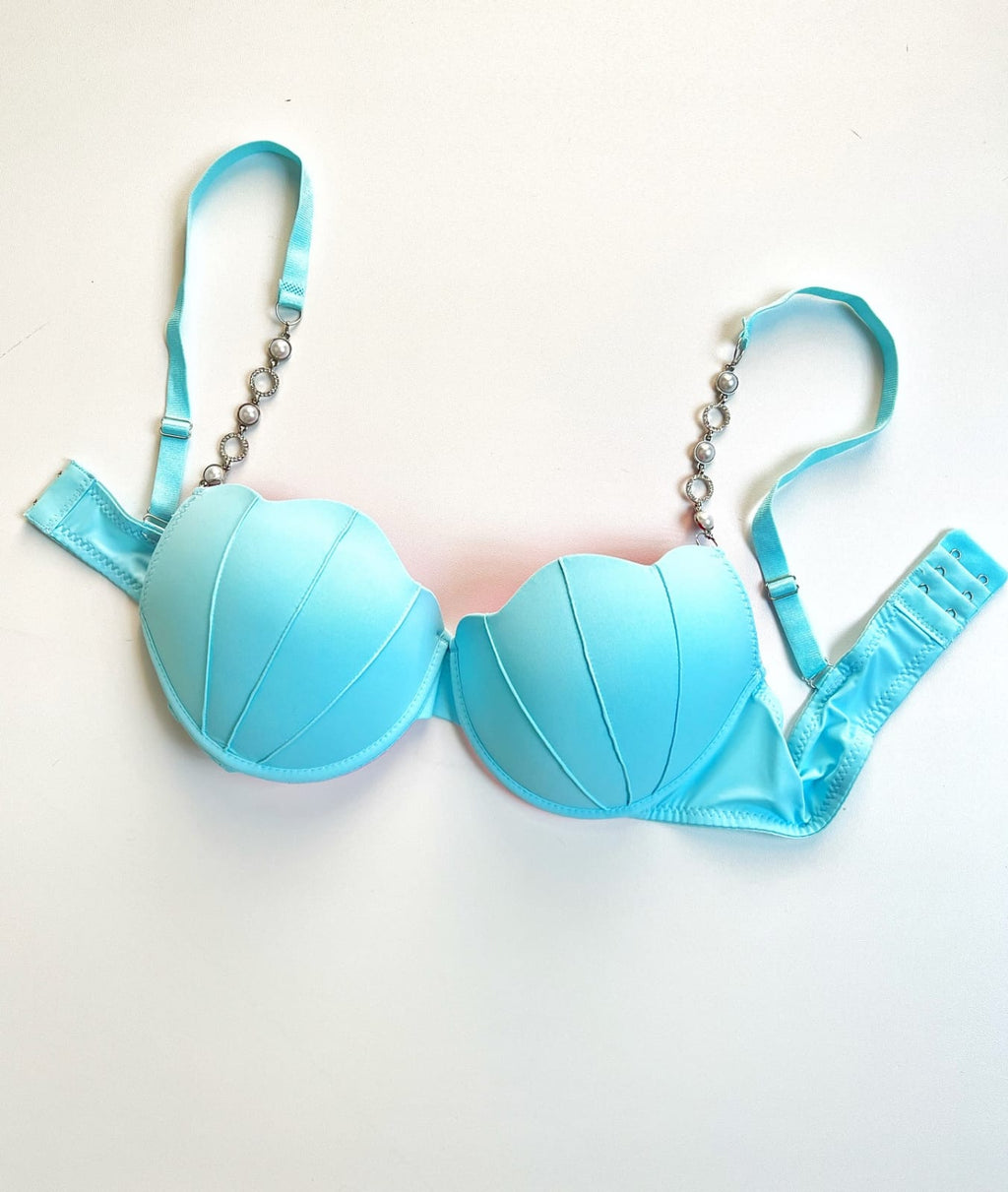 Intimate Striped Bra & Panty Set - Pearl Strap Lingerie