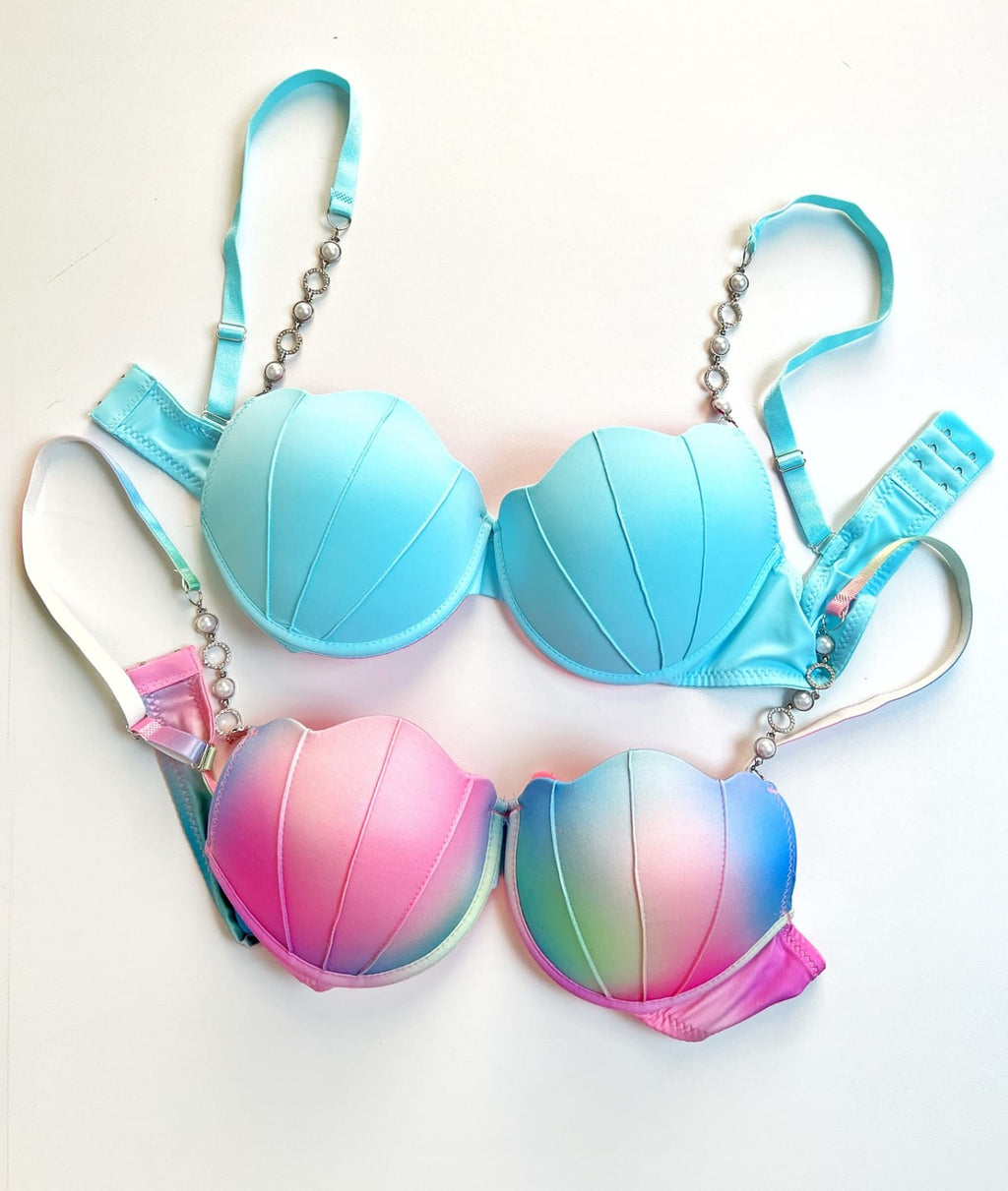 Intimate Striped Bra & Panty Set - Pearl Strap Lingerie
