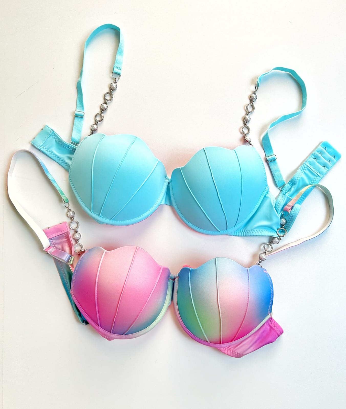 Intimate Striped Bra & Panty Set - Pearl Strap Lingerie