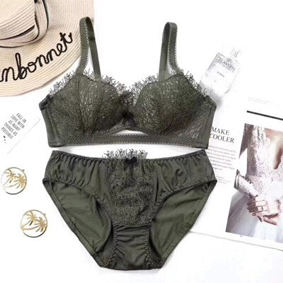 Half Cup Lace Bra Set