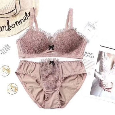 Half Cup Lace Bra Set