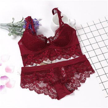 Flower Printed Silk n Lace Bra Set