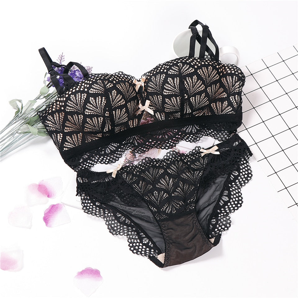 Flowers Lace Bra Set