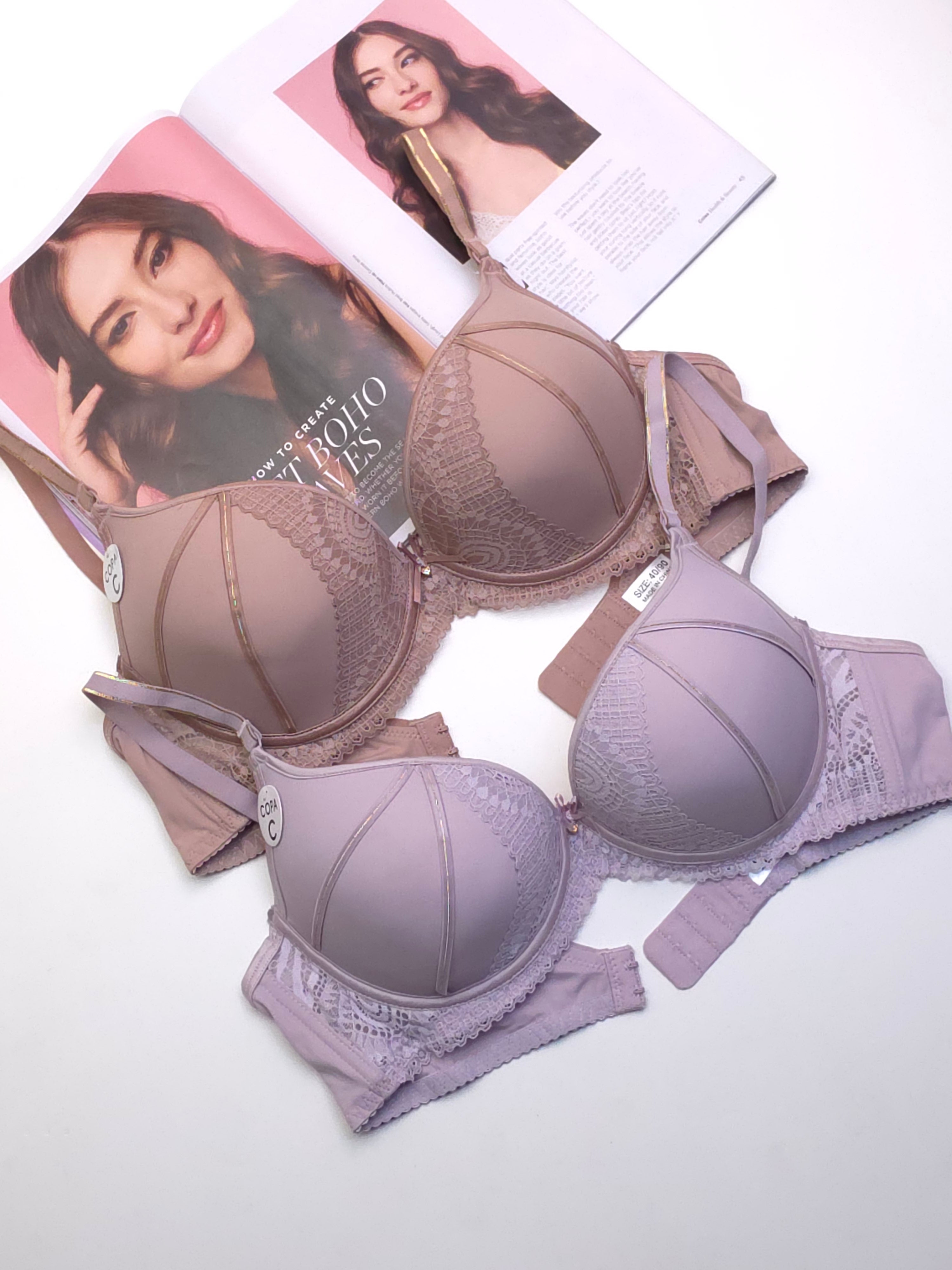 (36-42) C Cup Size Light Padded Under Wire Half cup lace bra (168)*