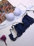 (34-40)B White Double Padded Push-up Lace Bridal Bra (148)*