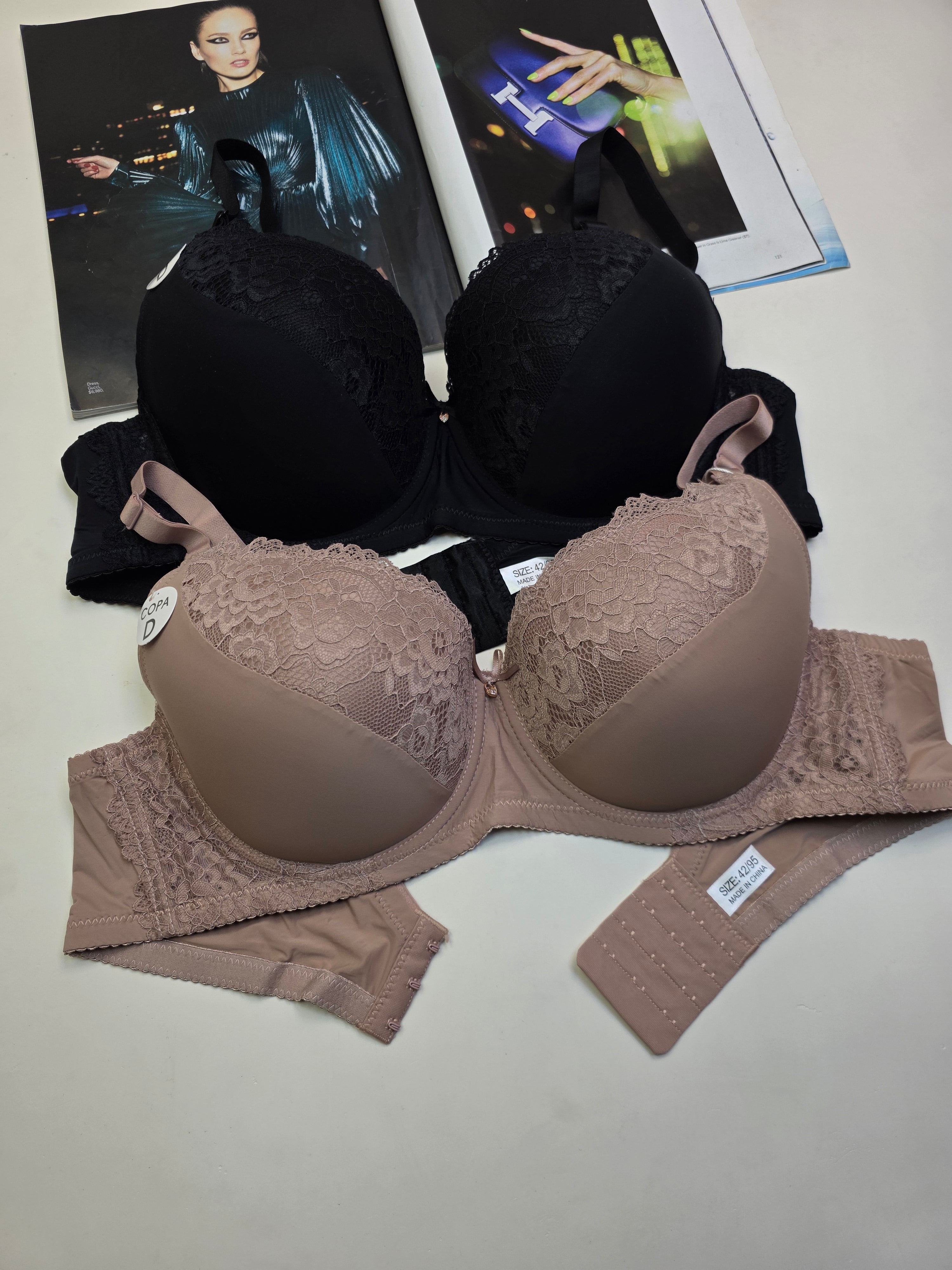 (40-44)D Lacy Light Padded Under Wire Half cup lace bra (141)*