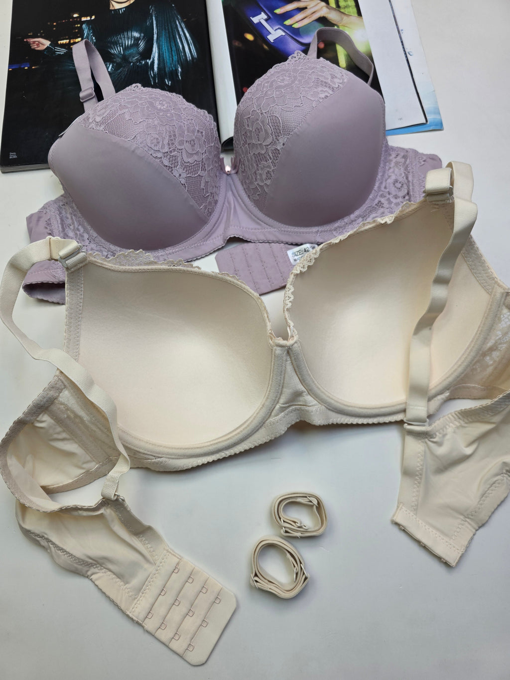 (40-44)D Lacy Light Padded Under Wire Half cup lace bra (141)*